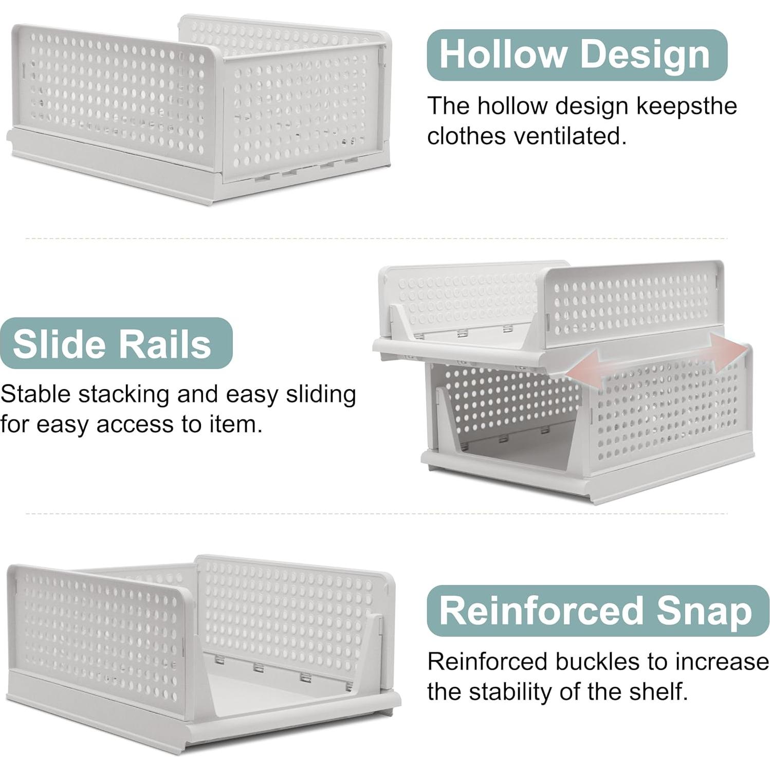 Cestas de Almacenamiento Apilables Goderewild 4 Piezas Blancas