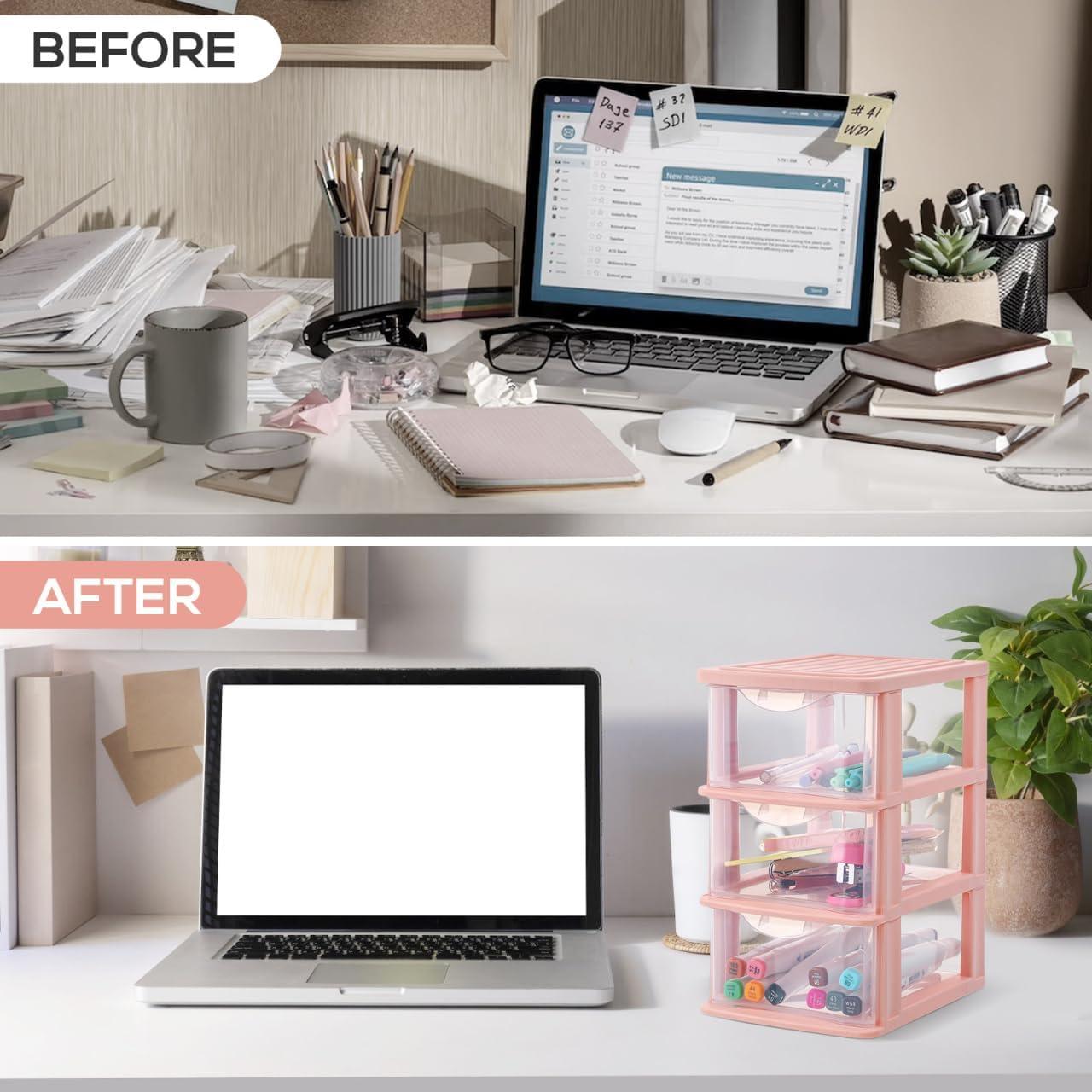 Organizador de Escritorio IMIKEYA Rosa 4 Cajones PP