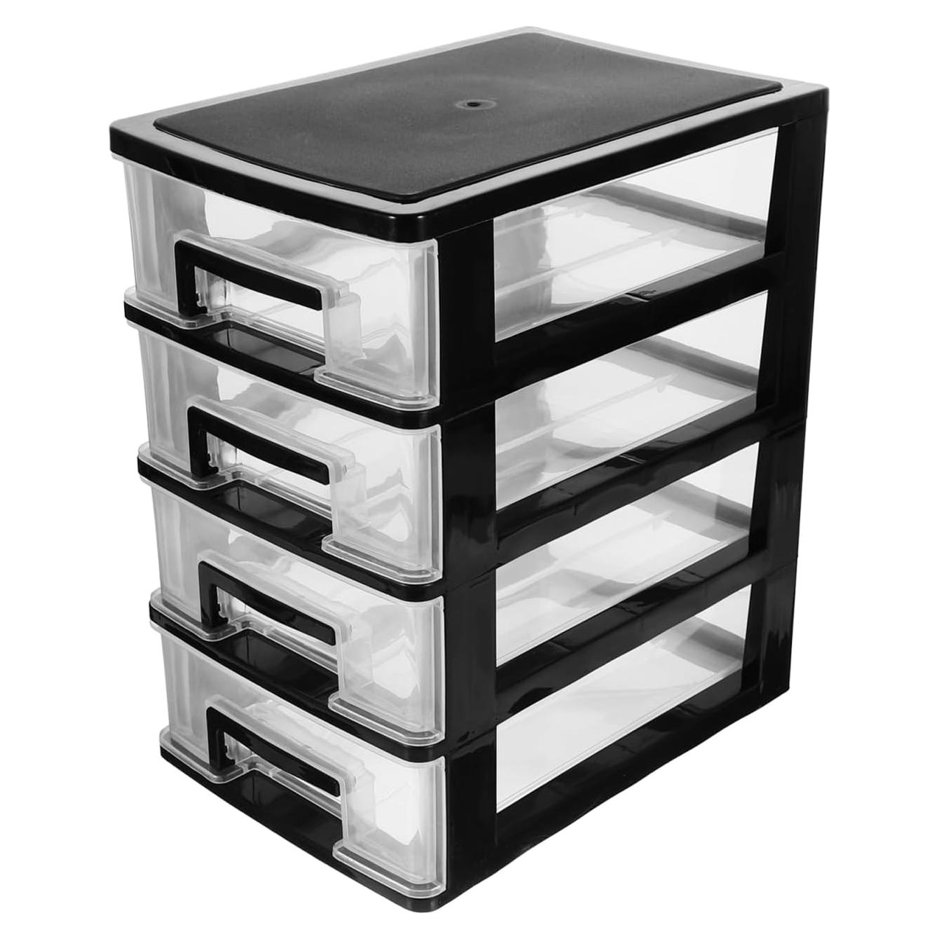 Contenedor de Almacenamiento STOBOK 4 Cajones Plástico Negro