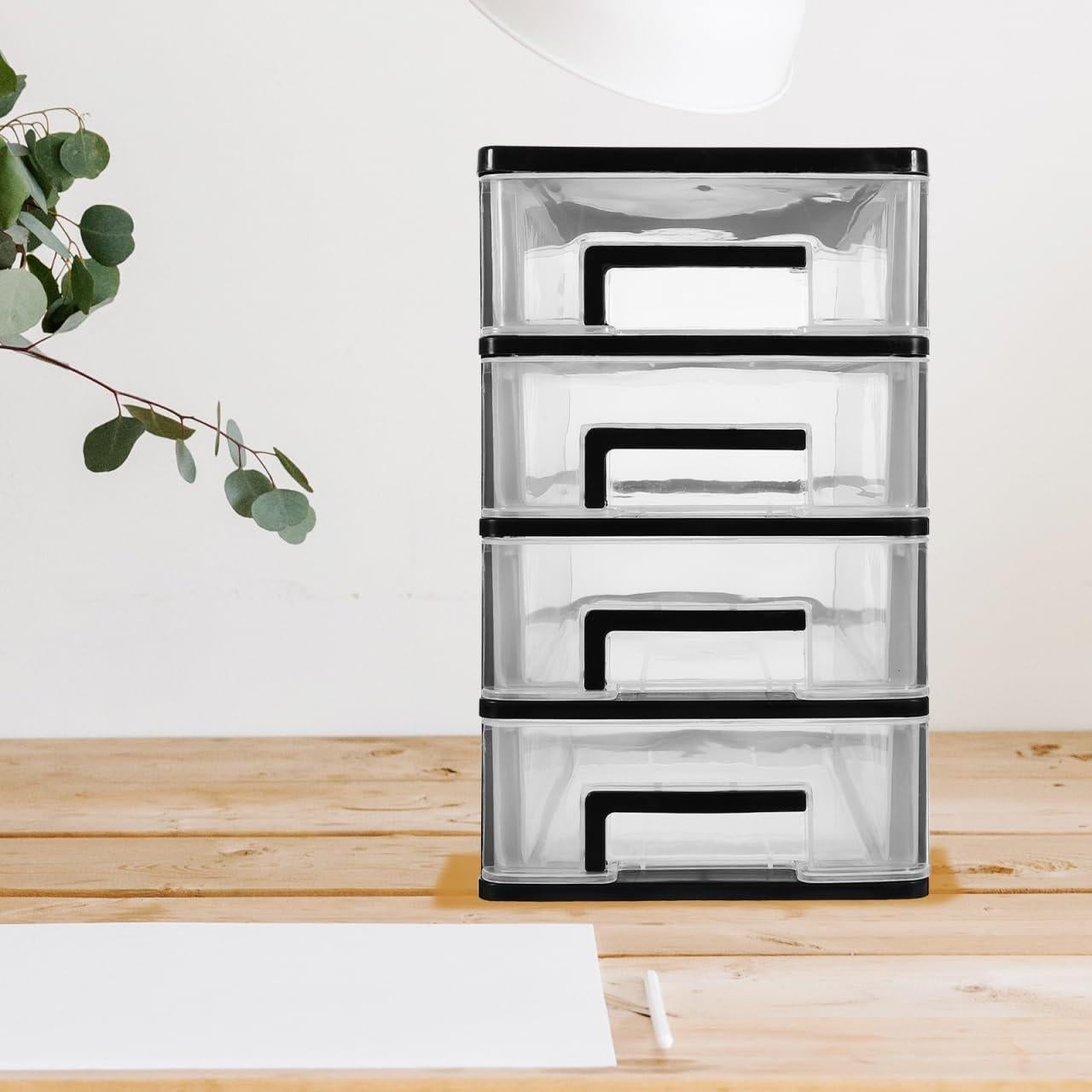 Contenedor de Almacenamiento STOBOK 4 Cajones Plástico Negro