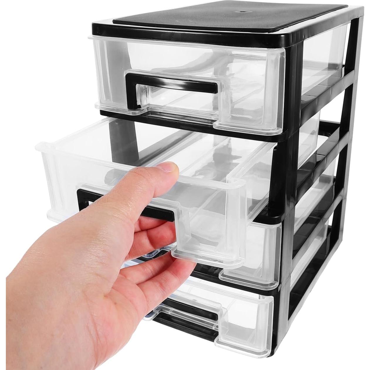 Contenedor de Almacenamiento STOBOK 4 Cajones Plástico Negro