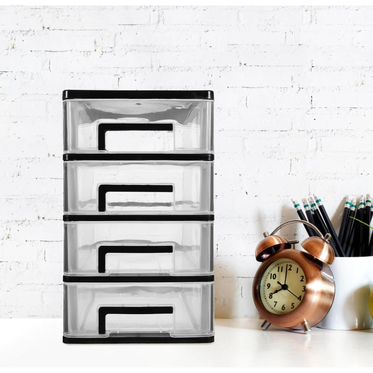 Contenedor de Almacenamiento STOBOK 4 Cajones Plástico Negro