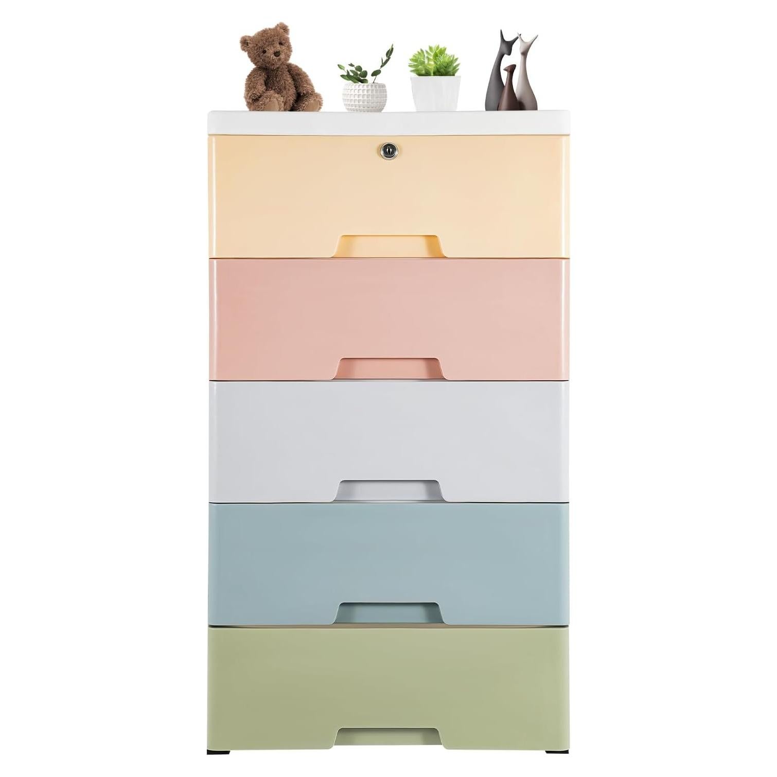 Armario de Plástico SAHUANIYE 5 Cajones Colorido 80cm