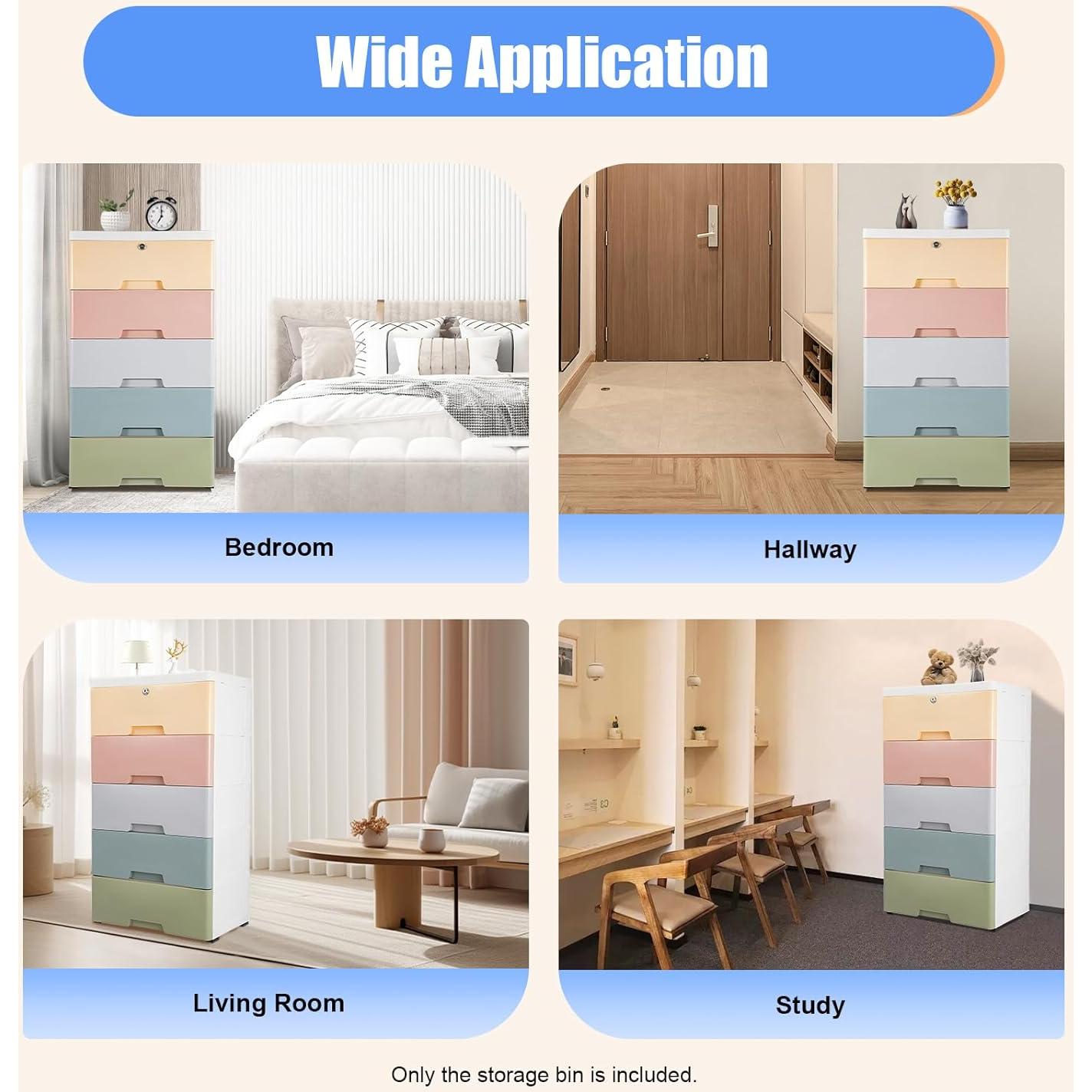 Armario de Plástico SAHUANIYE 5 Cajones Colorido 80cm