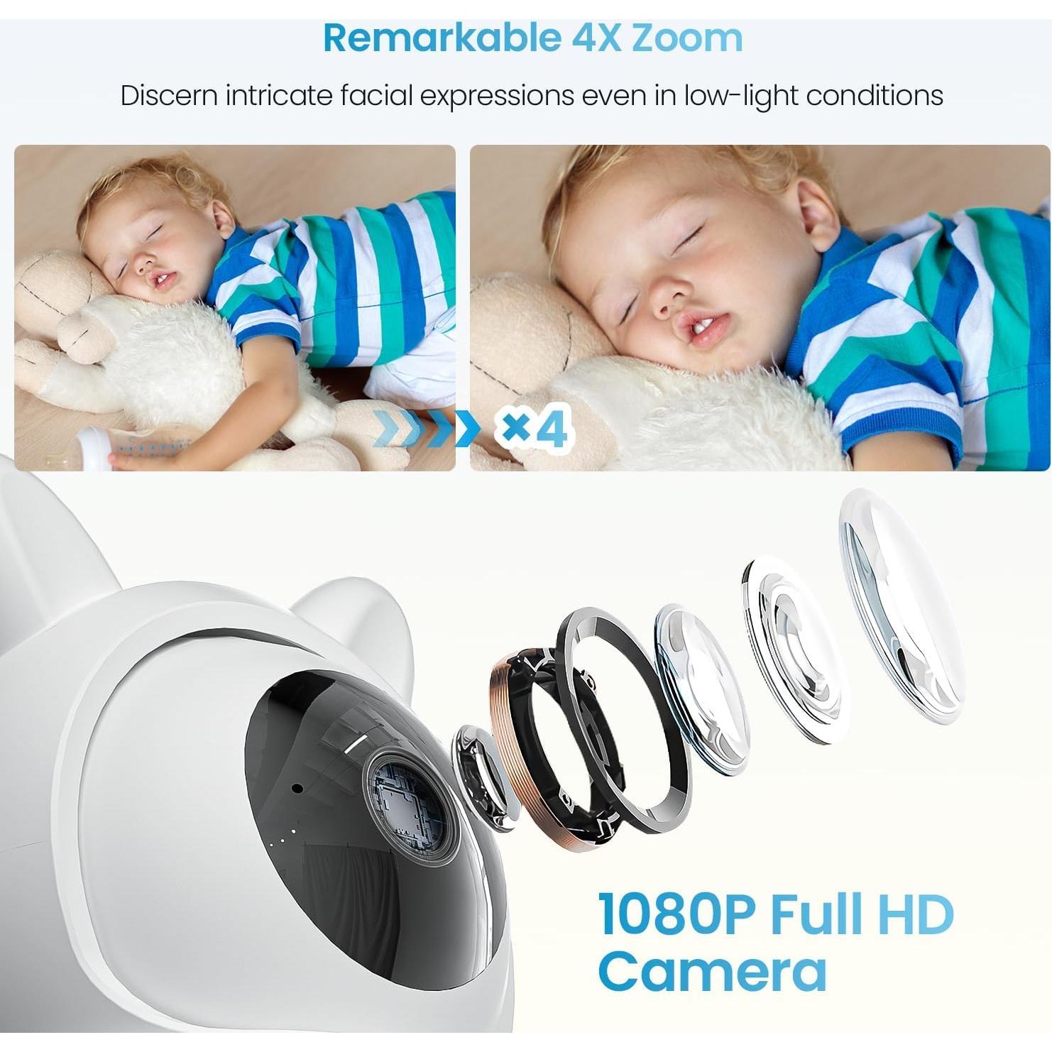 Monitor de Bebé ieGeek FHD 1080P con Cámara y Audio