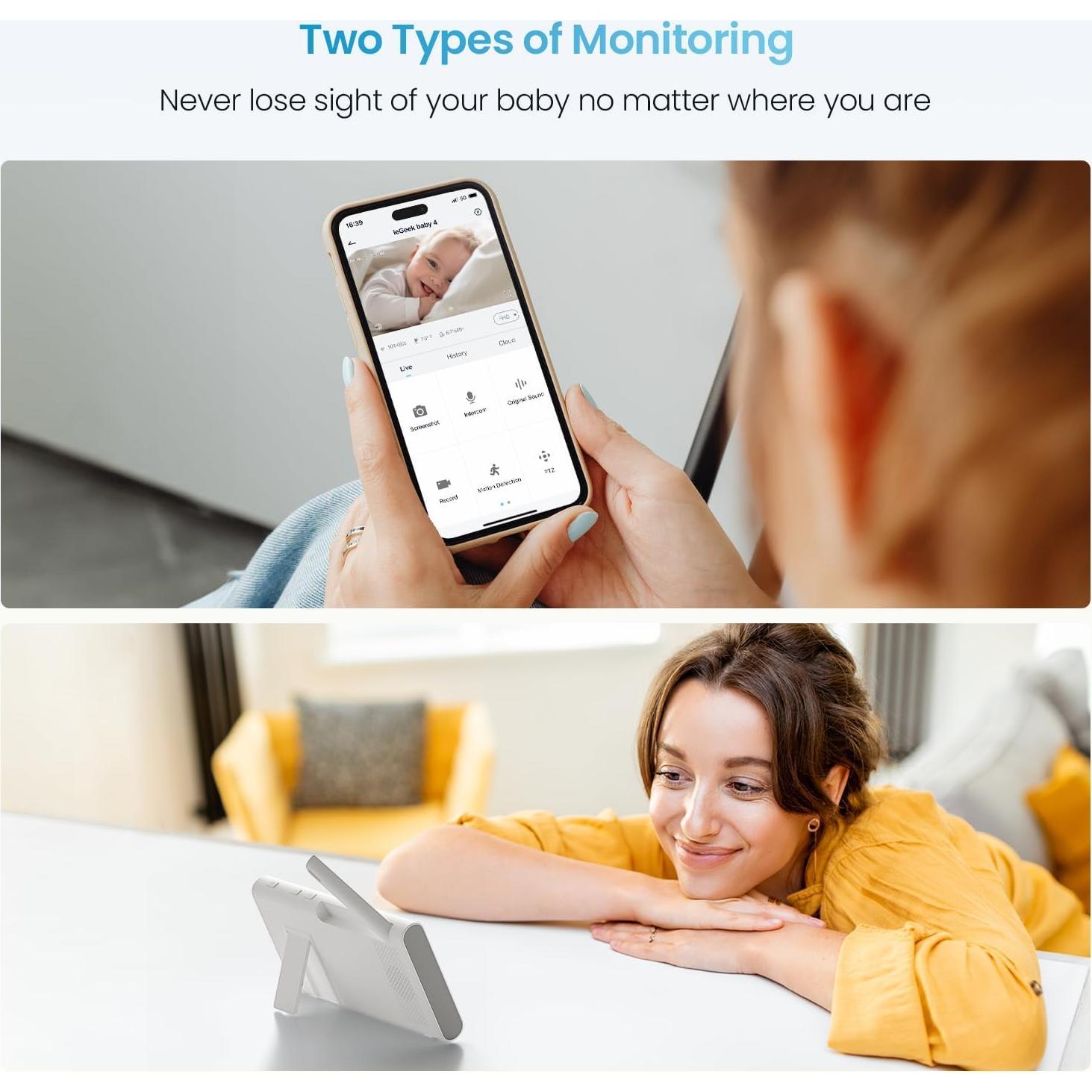 Monitor de Bebé ieGeek FHD 1080P con Cámara y Audio