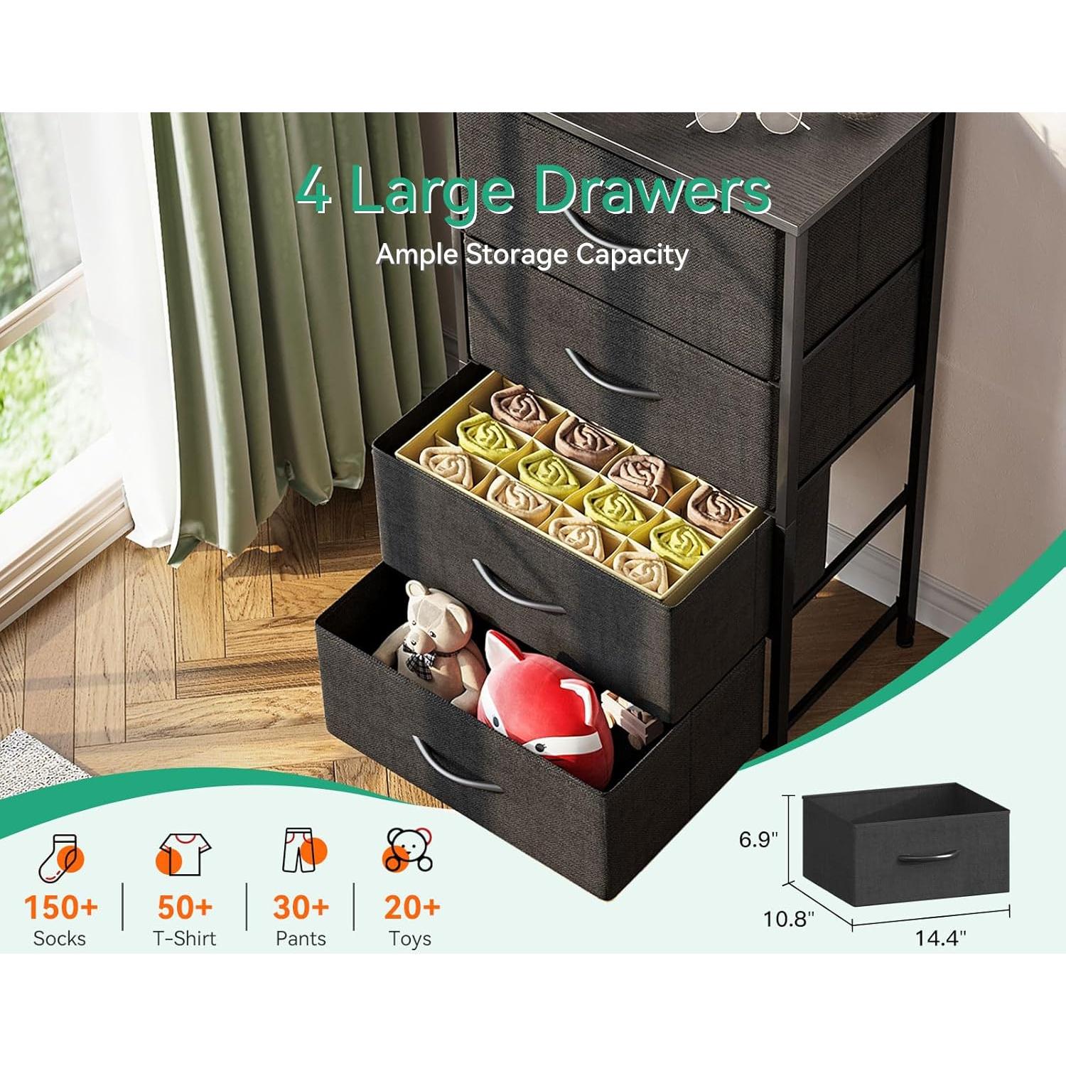 Cajonera AODK 4 Cajones Tela Estructura Acero Negra