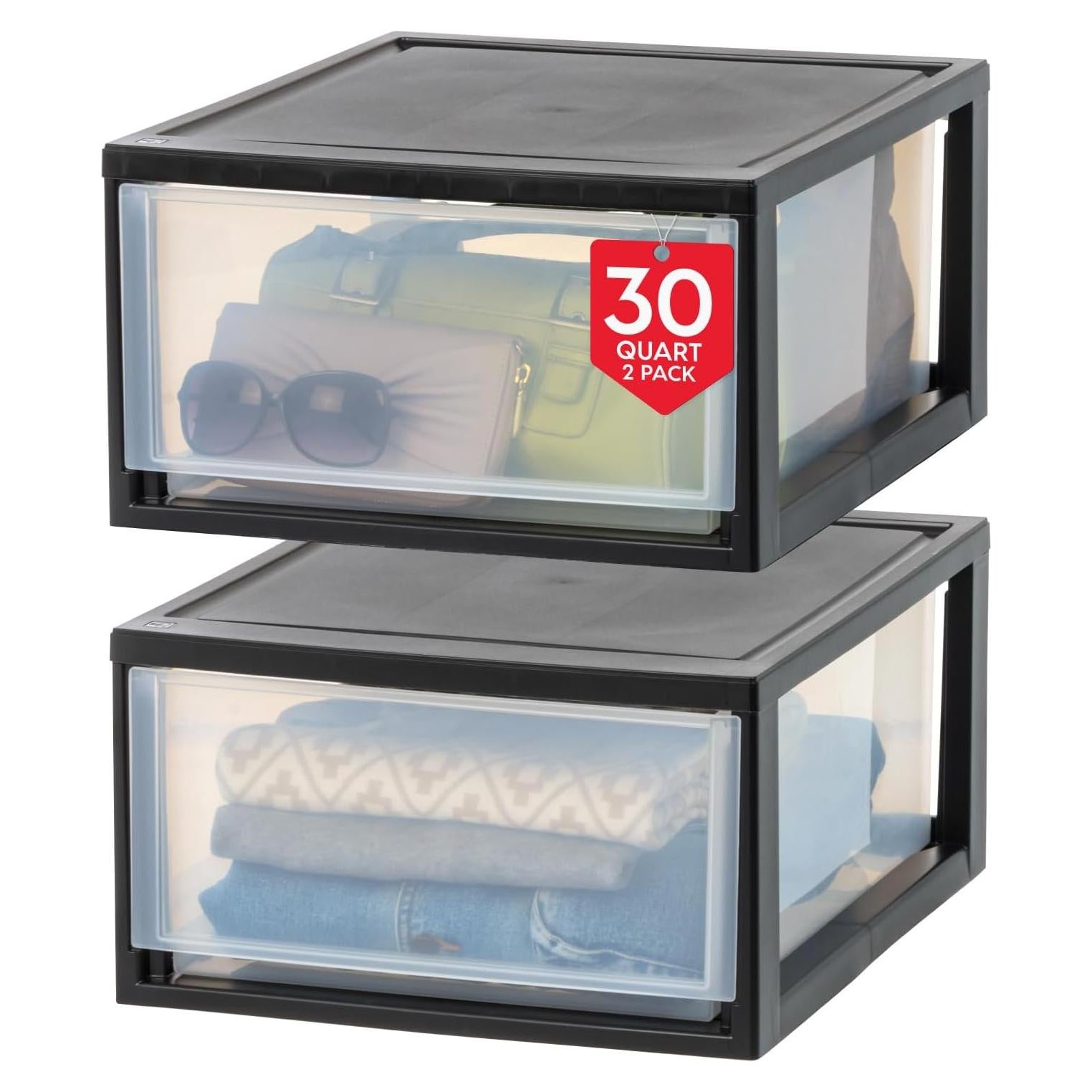 Organizador de Cajones Plástico IRIS USA 30 L - 2 Pack Negro