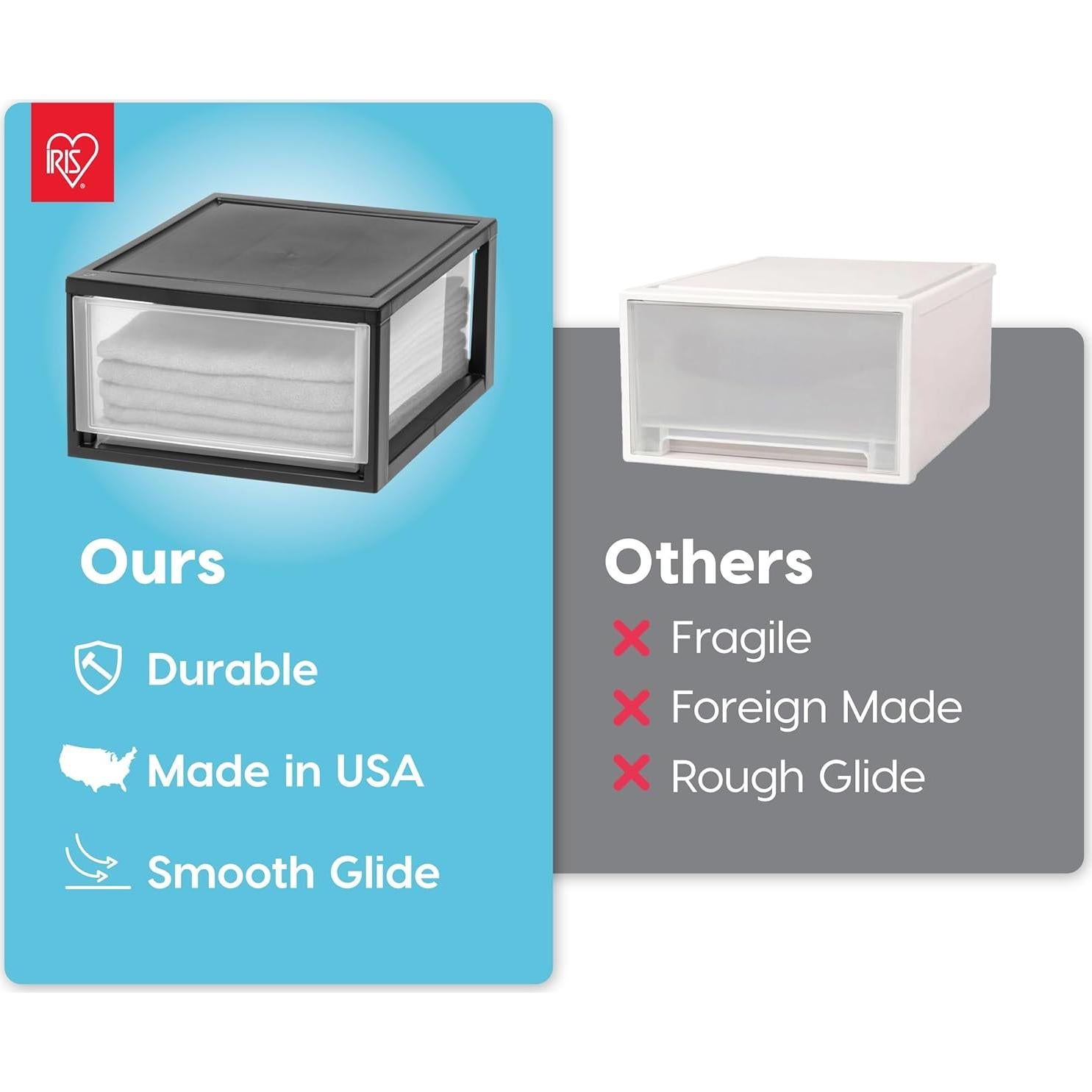 Organizador de Cajones Plástico IRIS USA 30 L - 2 Pack Negro