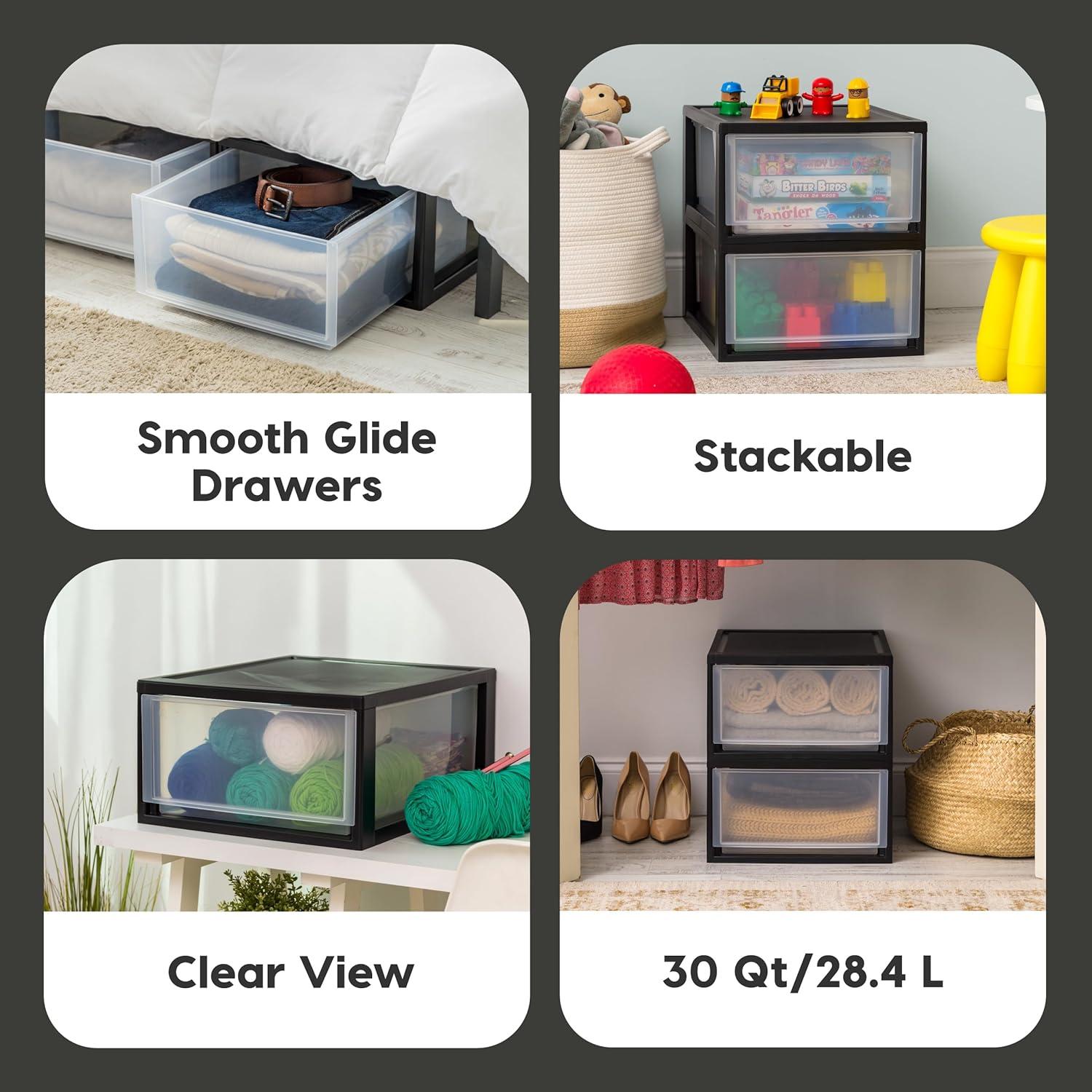 Organizador de Cajones Plástico IRIS USA 30 L - 2 Pack Negro