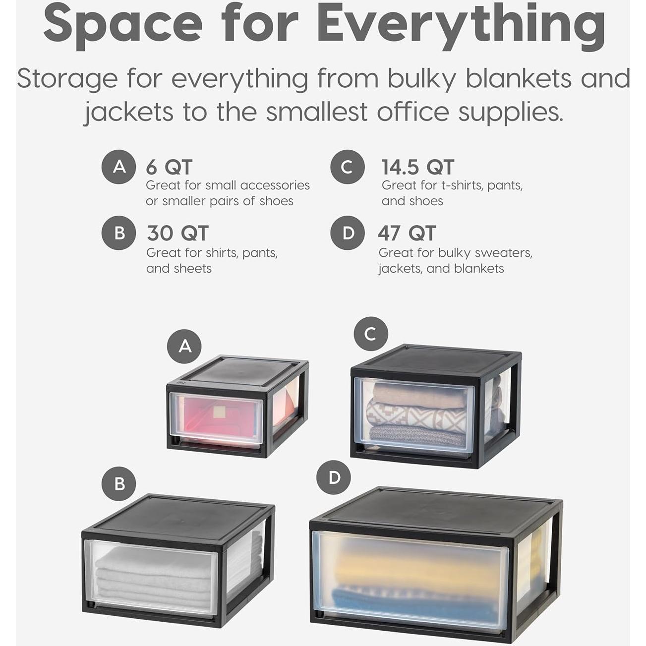 Organizador de Cajones Plástico IRIS USA 30 L - 2 Pack Negro