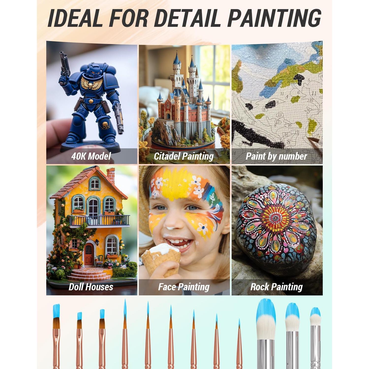 Conjunto de Pinceles Nicpro 12PCS para Acrílico y Acuarela