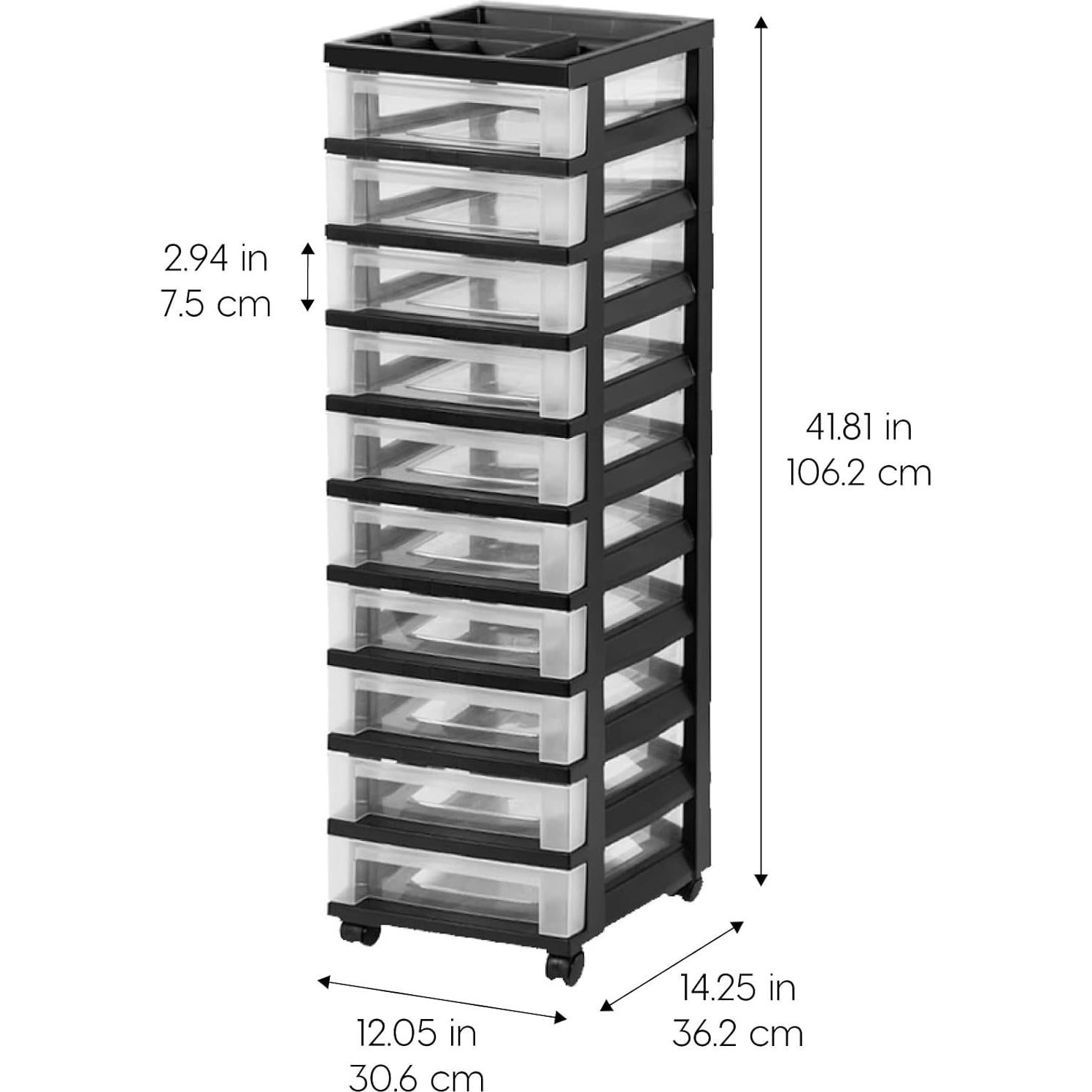 Carro Organizador IRIS USA 10 Cajones Móvil Negro
