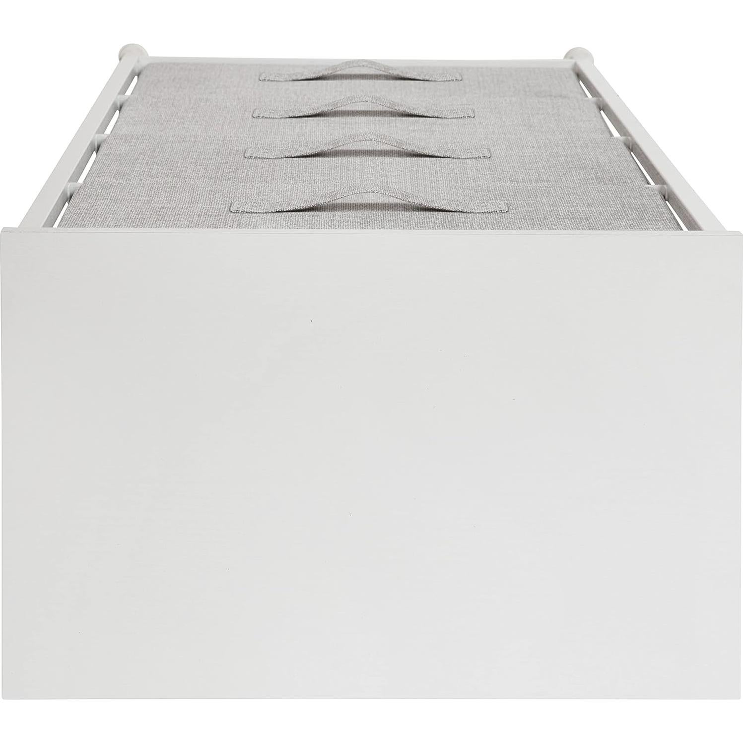 Cajonera EMMA + OLIVER 4 Cajones Tela Gris y Madera Blanca