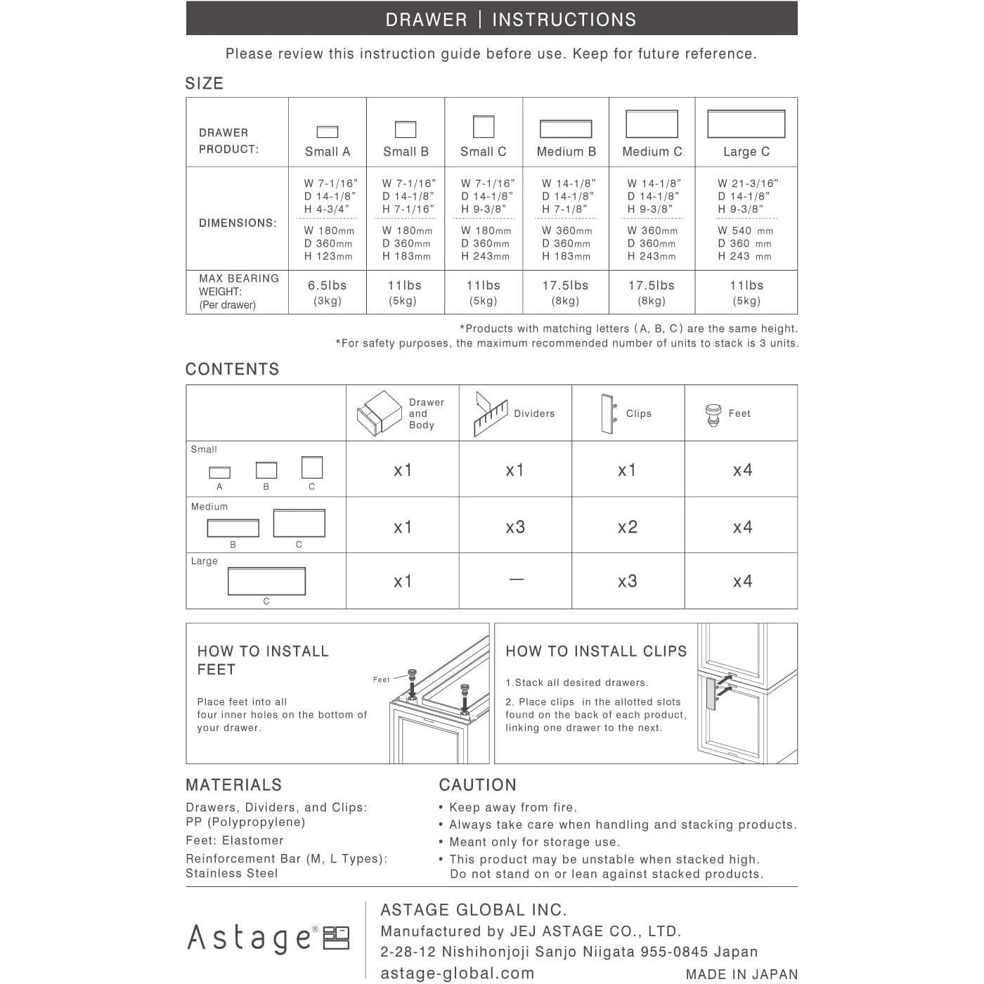 Bloque de cajones ASTAGE Pequeño C Negro Modular