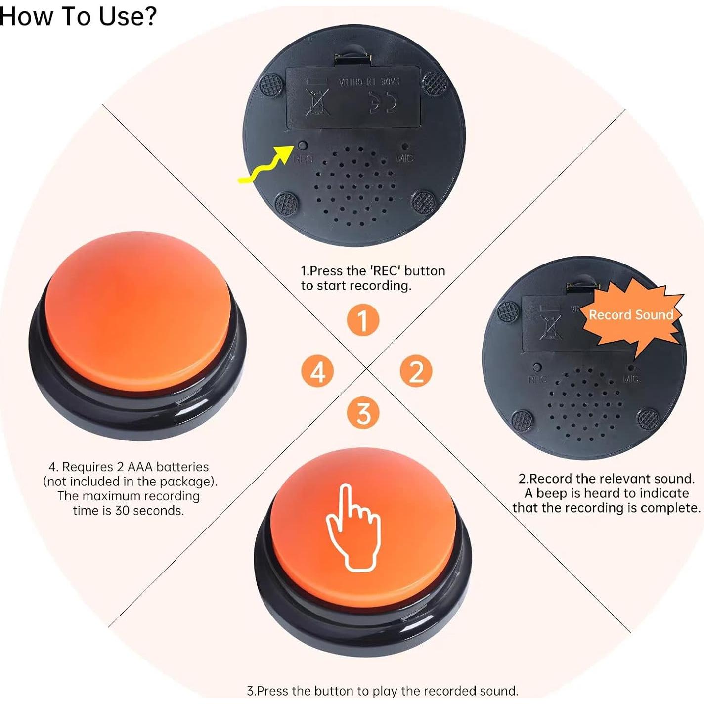 Botón de Grabación de Voz Artista Desconocido 4 Colores 30s