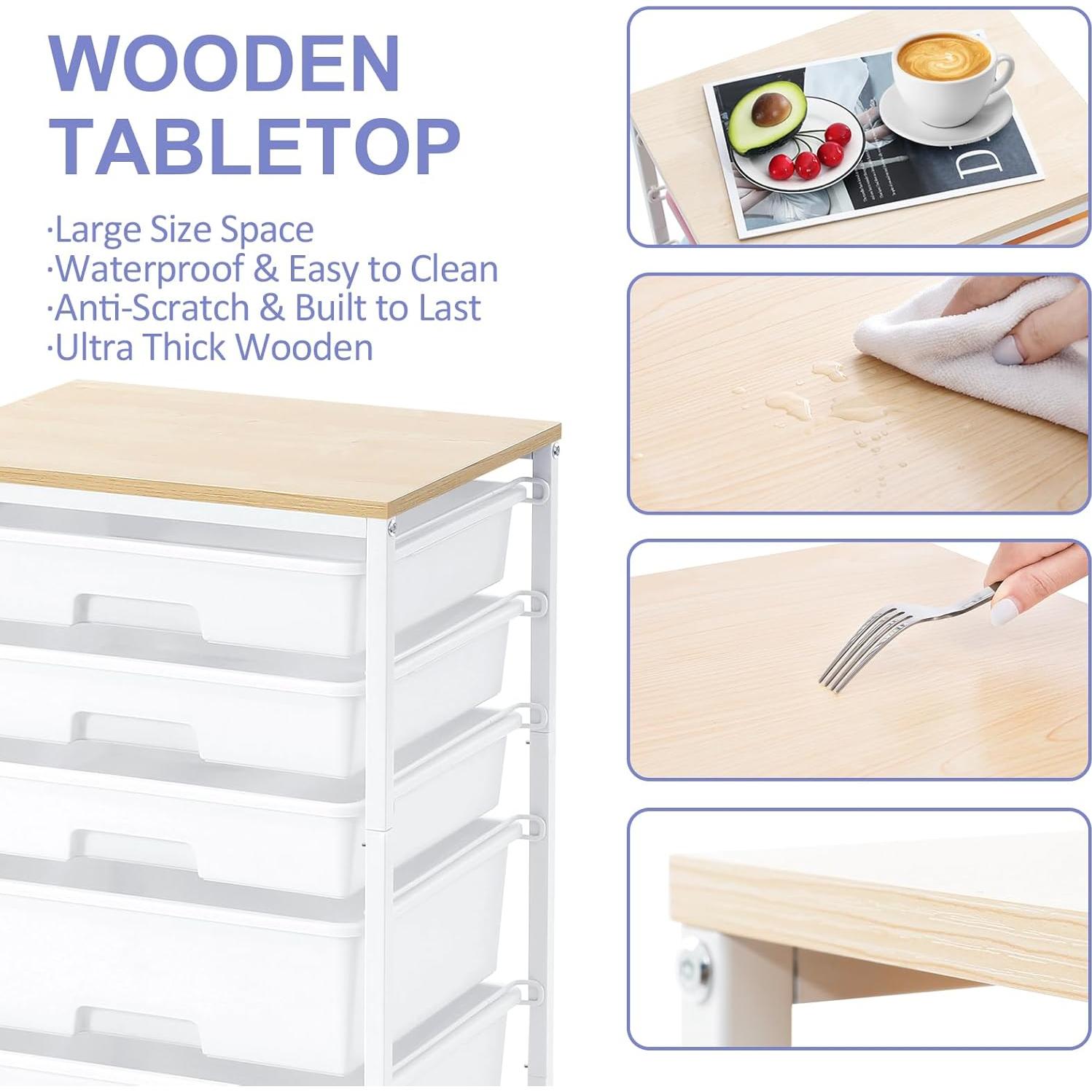 Carro de Almacenamiento SYKIARIOL 5 Cajones Blanco