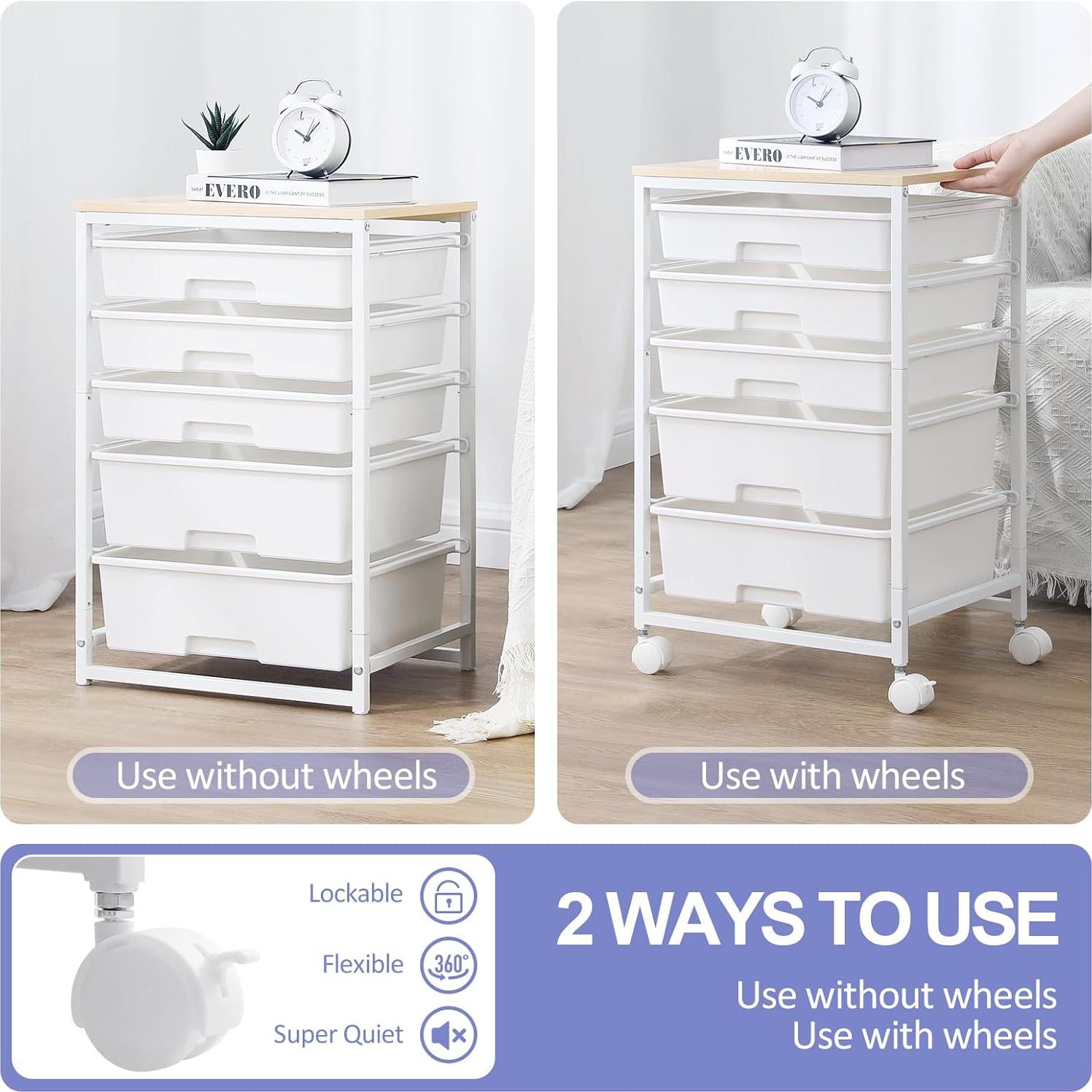 Carro de Almacenamiento SYKIARIOL 5 Cajones Blanco