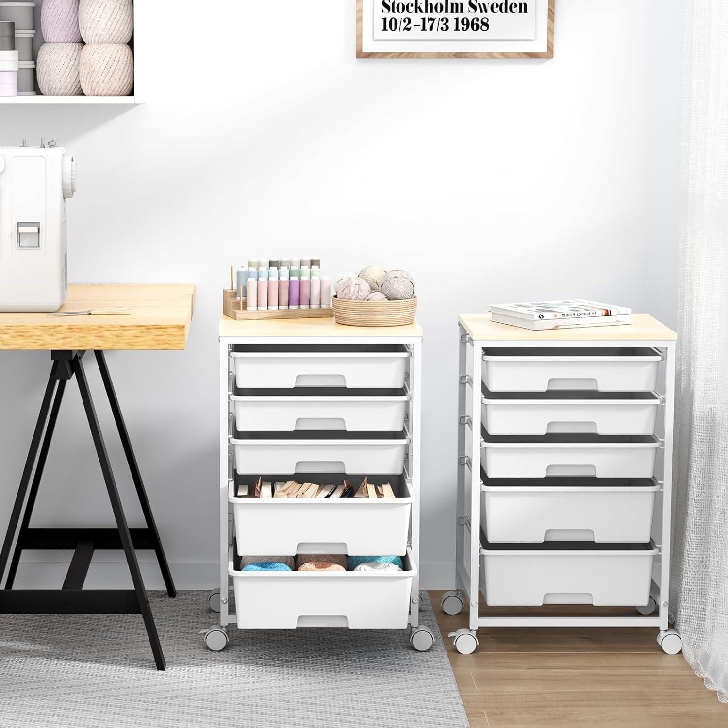 Carro de Almacenamiento SYKIARIOL 5 Cajones Blanco