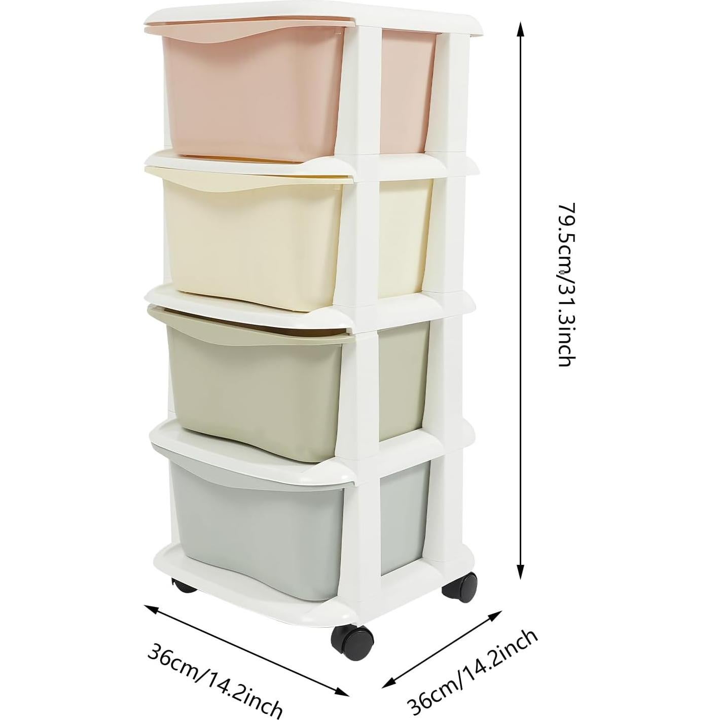 Cajones de Plástico Eapmic 4 Niveles Multicolor con Ruedas