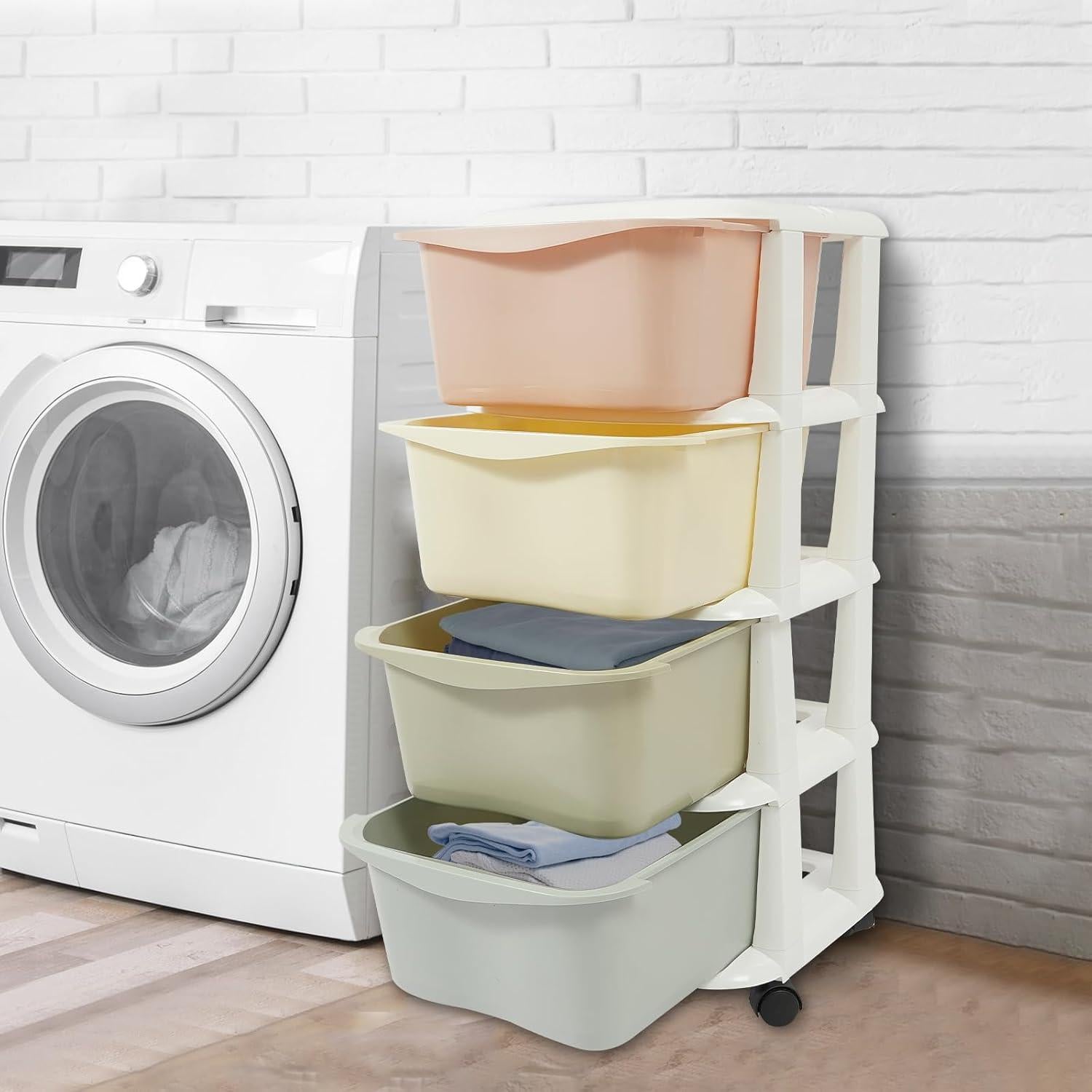 Cajones de Plástico Eapmic 4 Niveles Multicolor con Ruedas