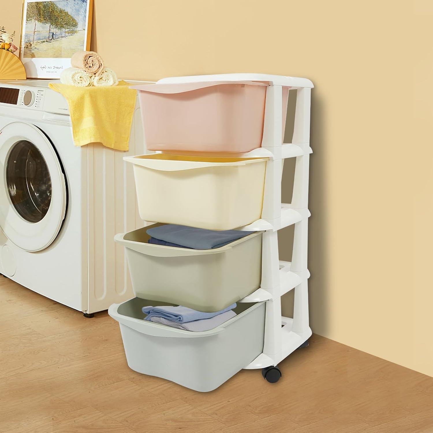 Cajones de Plástico Eapmic 4 Niveles Multicolor con Ruedas