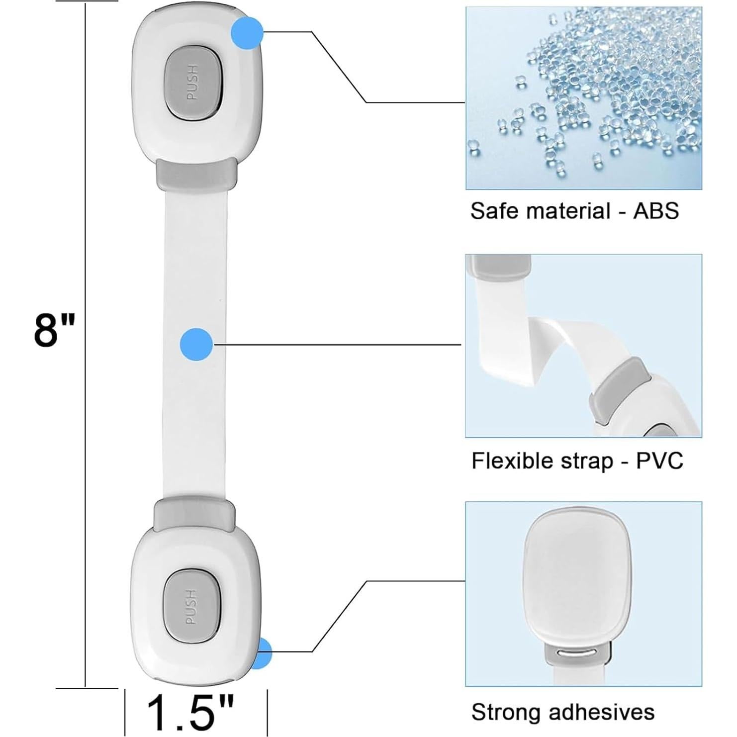 Cerraduras de Seguridad Fursafe&Q para Gabinetes - 6 Paquete Gris