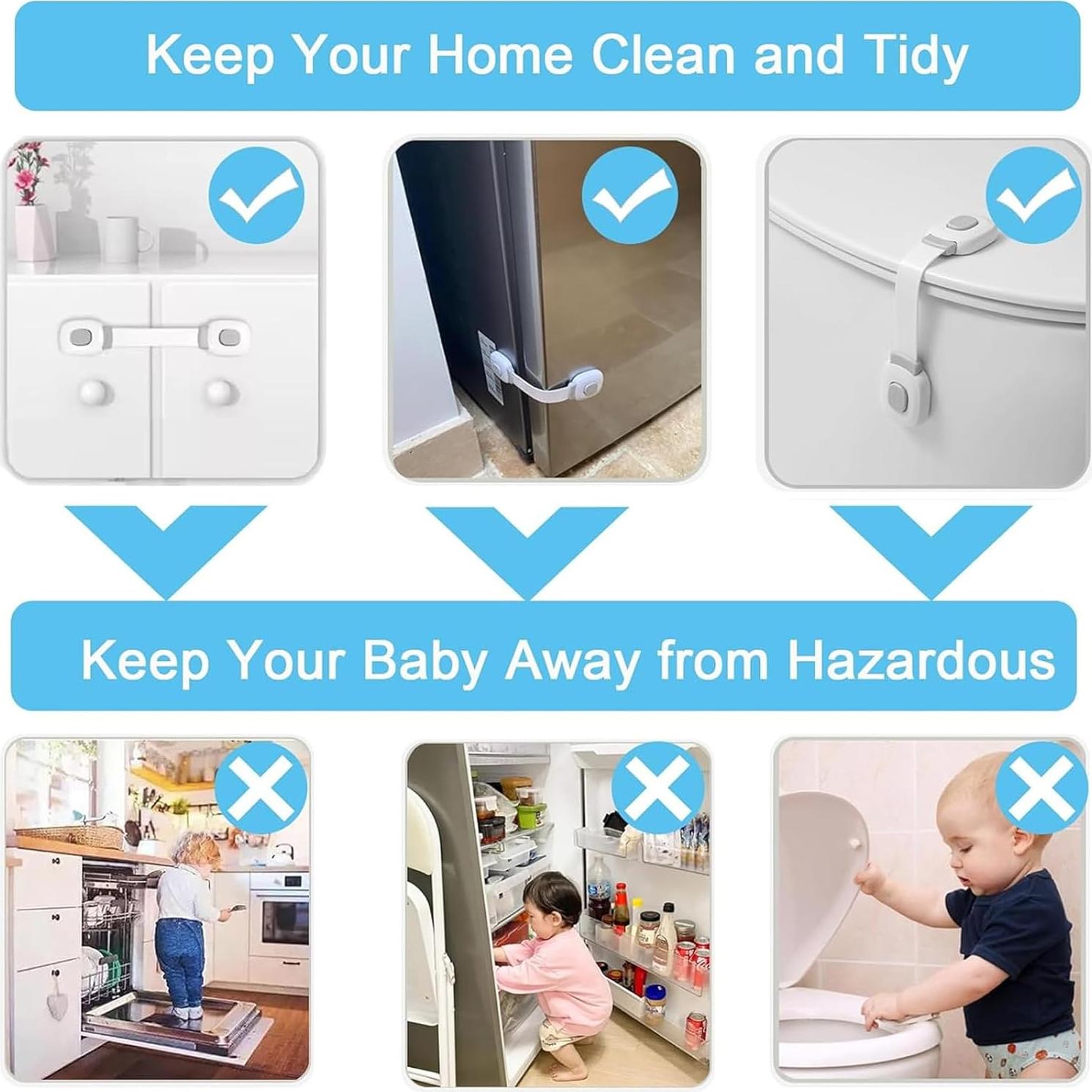 Cerraduras de Seguridad Fursafe&Q para Gabinetes - 6 Paquete Gris