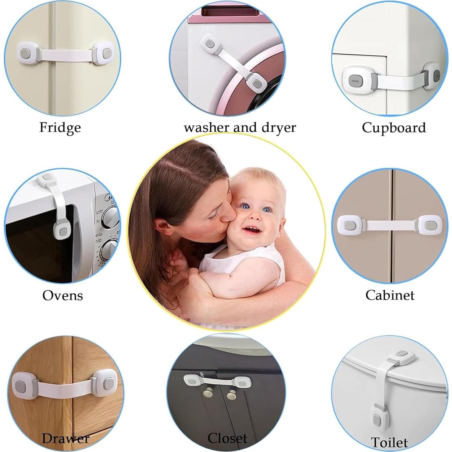 Cerraduras de Seguridad Fursafe&Q para Gabinetes - 6 Paquete Gris