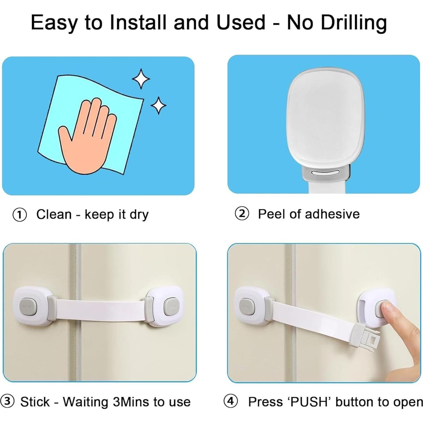 Cerraduras de Seguridad Fursafe&Q para Gabinetes - 6 Paquete Gris