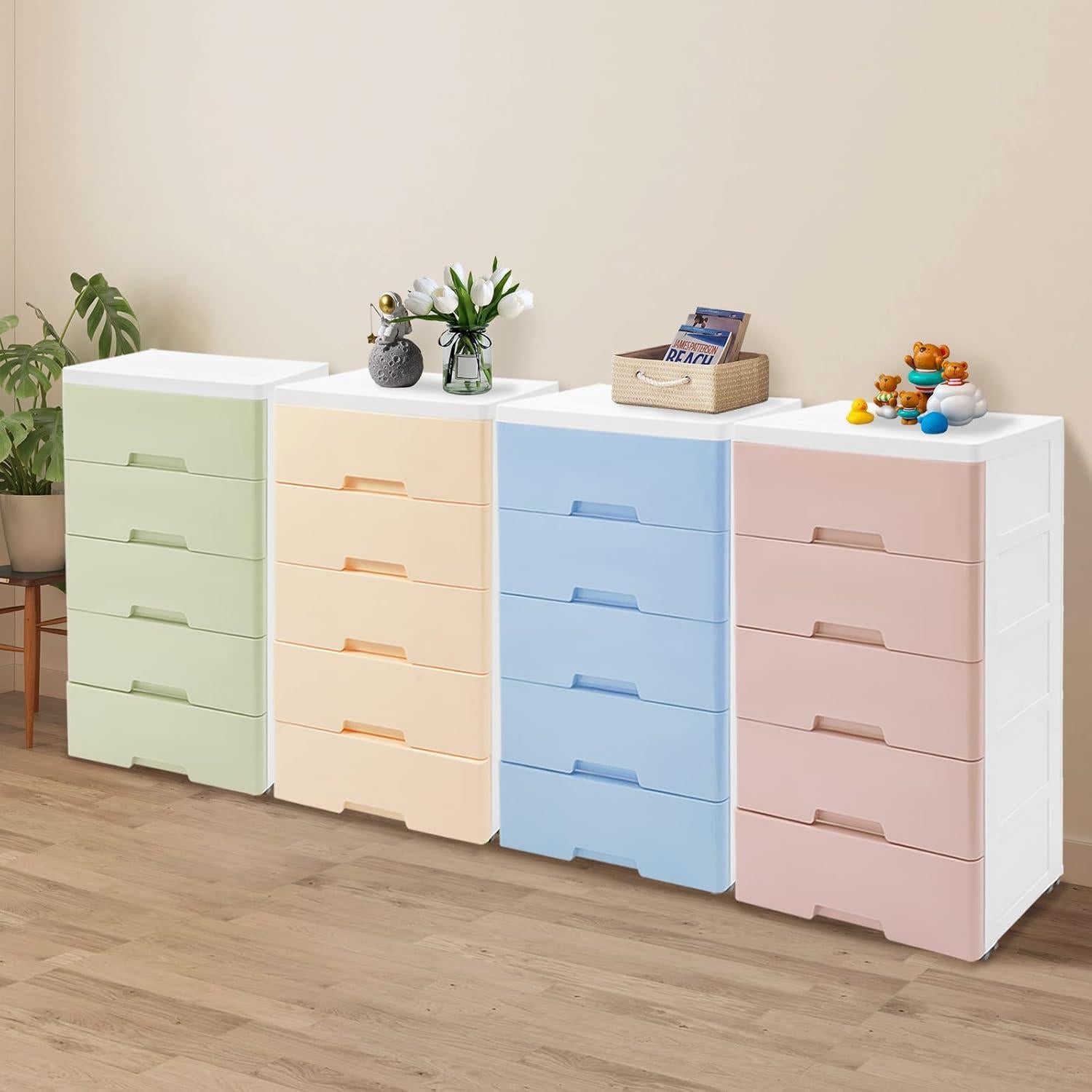 Armario de Almacenamiento TrueyEssence 5 Cajones Rosa