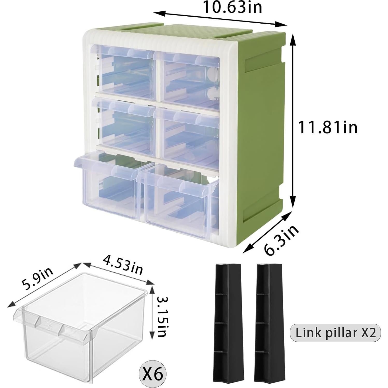 Caja de Almacenamiento Aerkaa 6 Cajones Plástico Verde