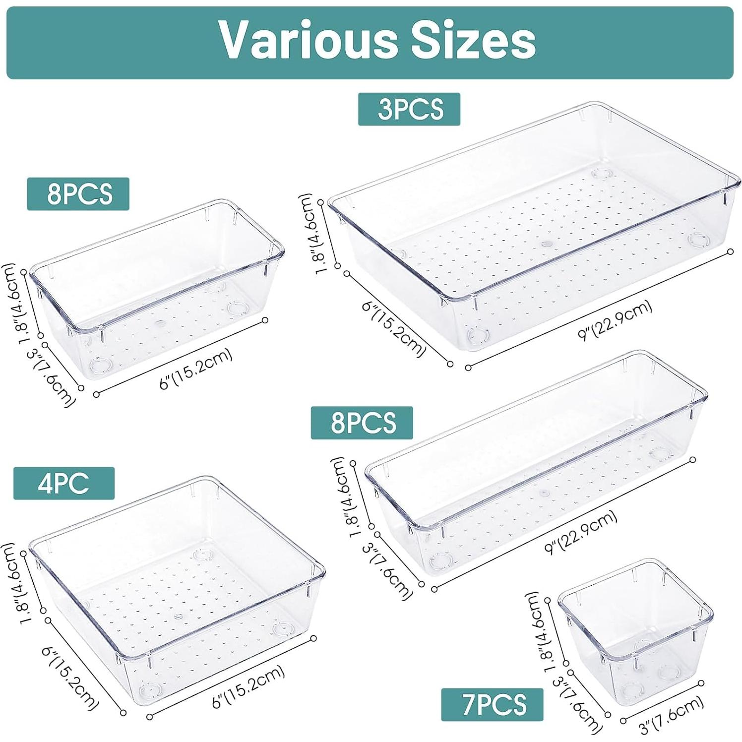 Organizadores de Cajones WOWBOX 30 Piezas Plástico Transparente
