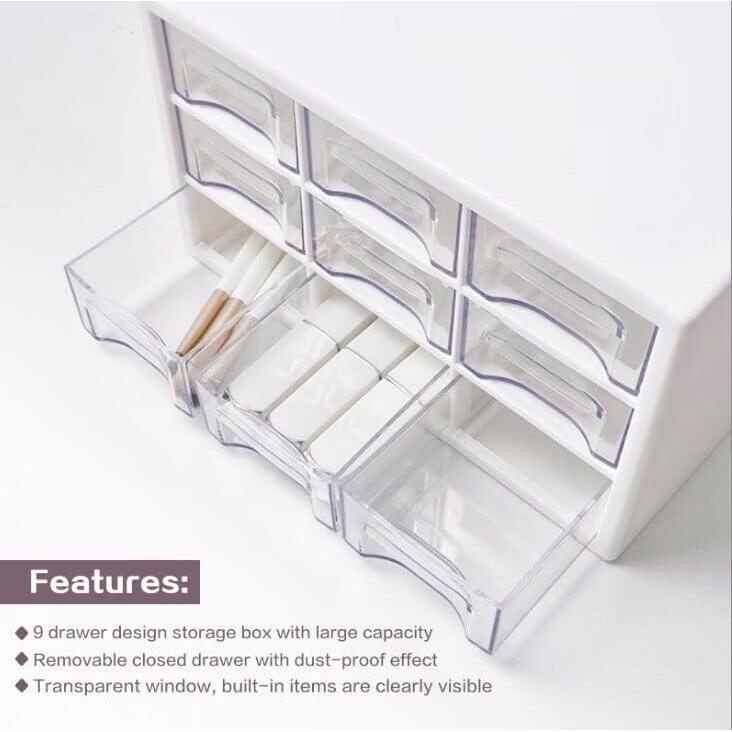Organizador de Escritorio MYKASEN 9 Cajones Plástico Blanco