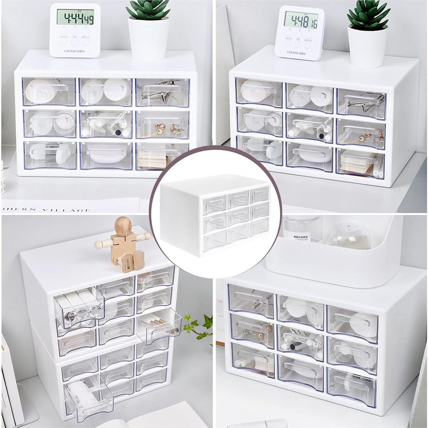 Organizador de Escritorio MYKASEN 9 Cajones Plástico Blanco