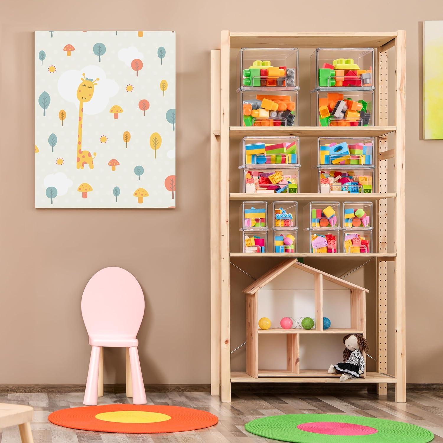 Cajones de Almacenamiento Apilables Sorbus 2 Medianos Transparentes