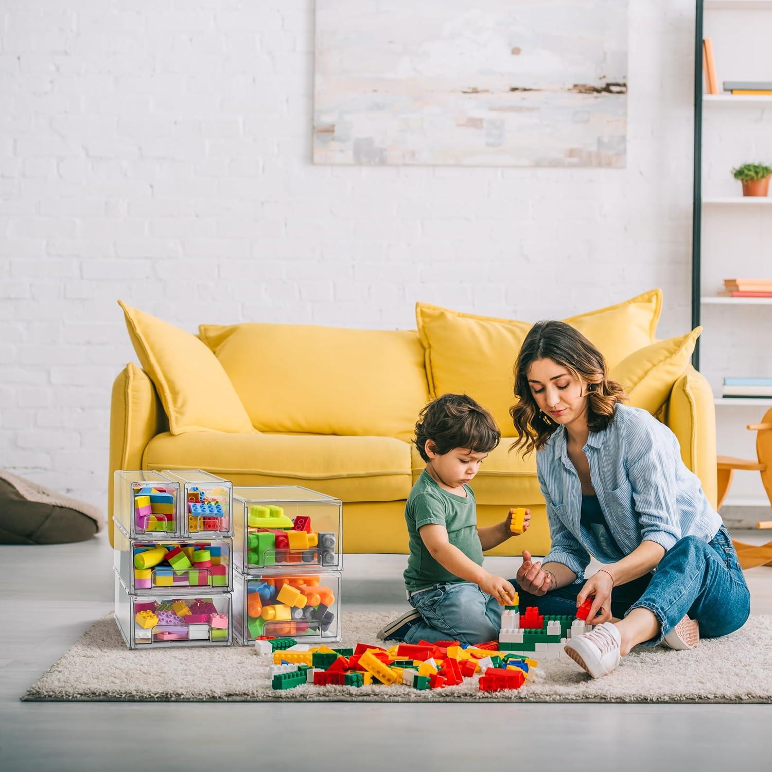 Cajones de Almacenamiento Apilables Sorbus 2 Medianos Transparentes