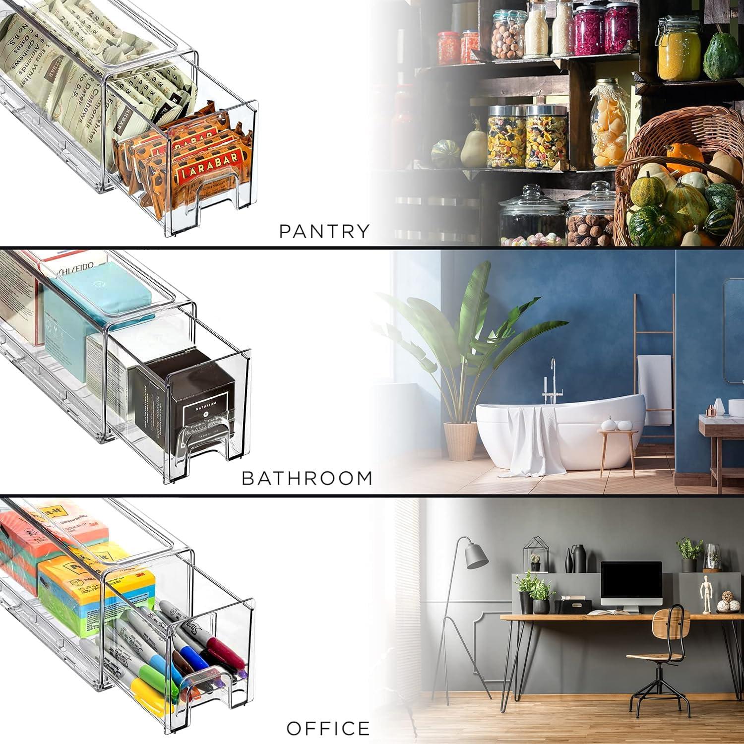 Cajones de Almacenamiento Apilables Sorbus 2 Medianos Transparentes