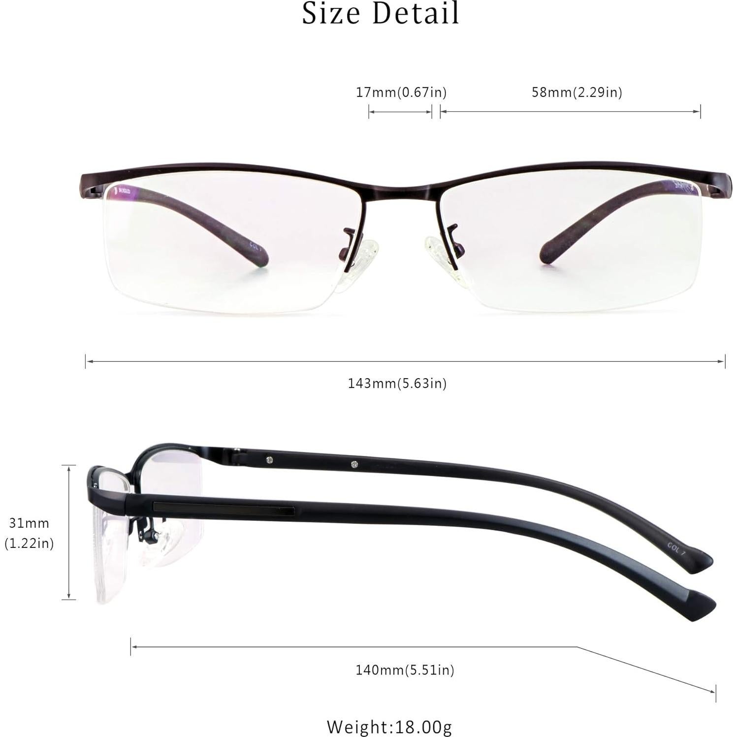 LifeArt Alloy Semi-Rimless Reading Glasses,Blue Light Blocking Glasses, Anti Eyestrain, Computer Gaming Glasses, TV Glasses for Women, Anti Glare (Black, +3.00 Magnification)