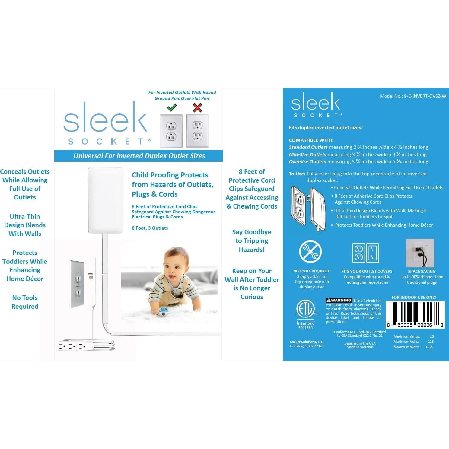 Cubre Enchufes Invertidos Sleek Socket 3 Enchufes Seguridad