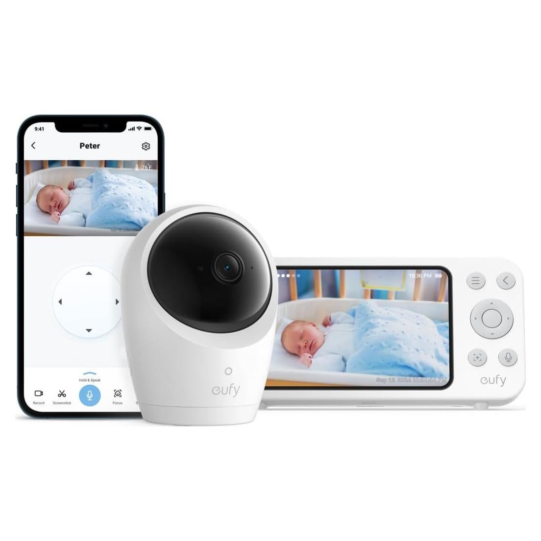 Monitor de Bebé Eufy E20 con Cámara 2K HD y Pantalla 5''