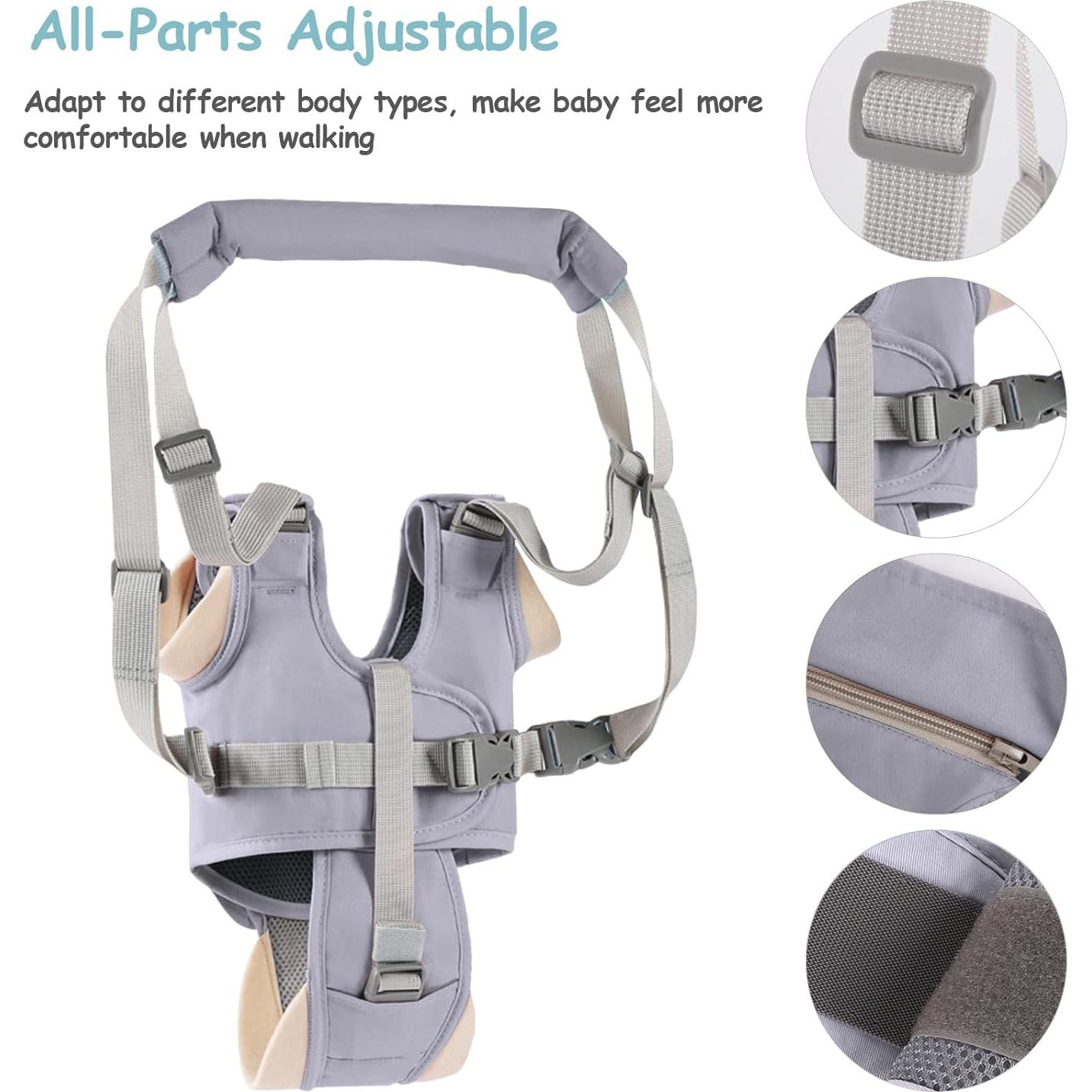 Arnés de Caminata para Bebés Gris - Ajustable 9-24 Meses