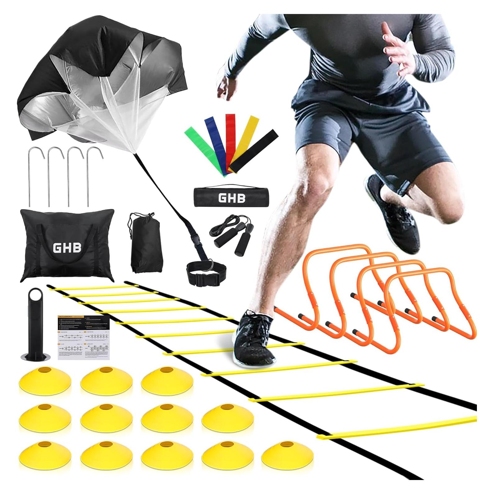 Escalera de Agilidad GHB 6,10 m 12 Peldaños y 4 Vallas