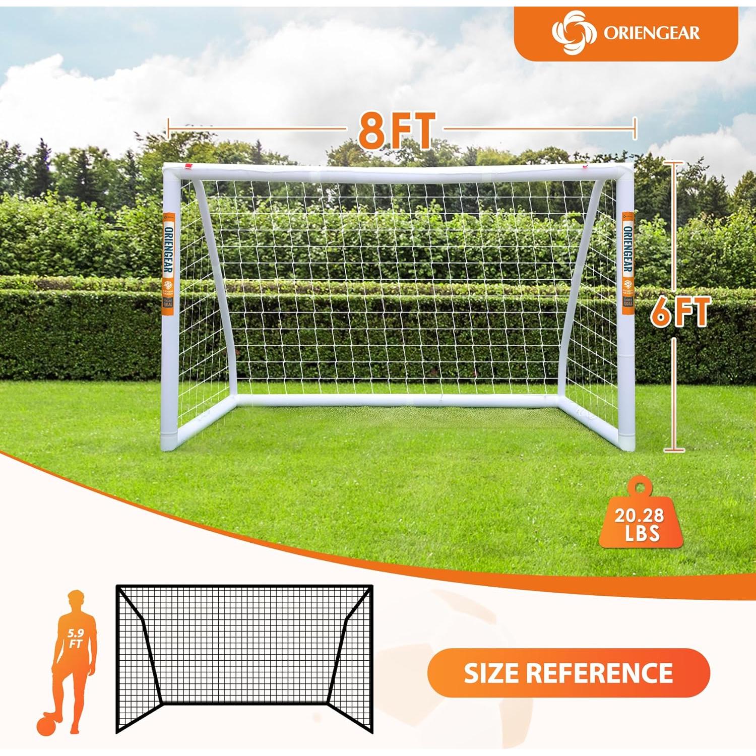Portería de Fútbol ORIENGEAR 2.44x1.83m con Discos de Entrenamiento