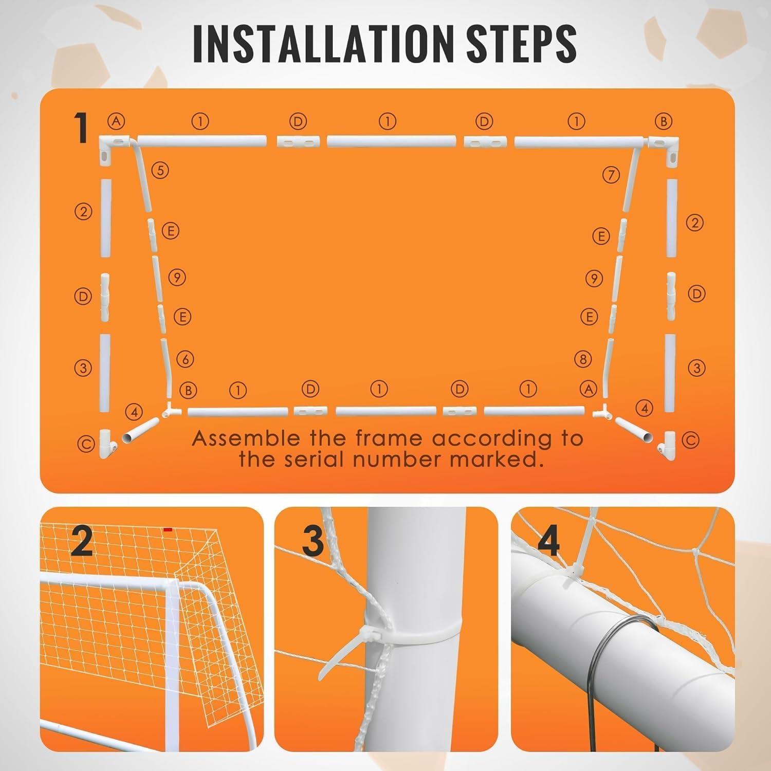 Portería de Fútbol ORIENGEAR 2.44x1.83m con Discos de Entrenamiento