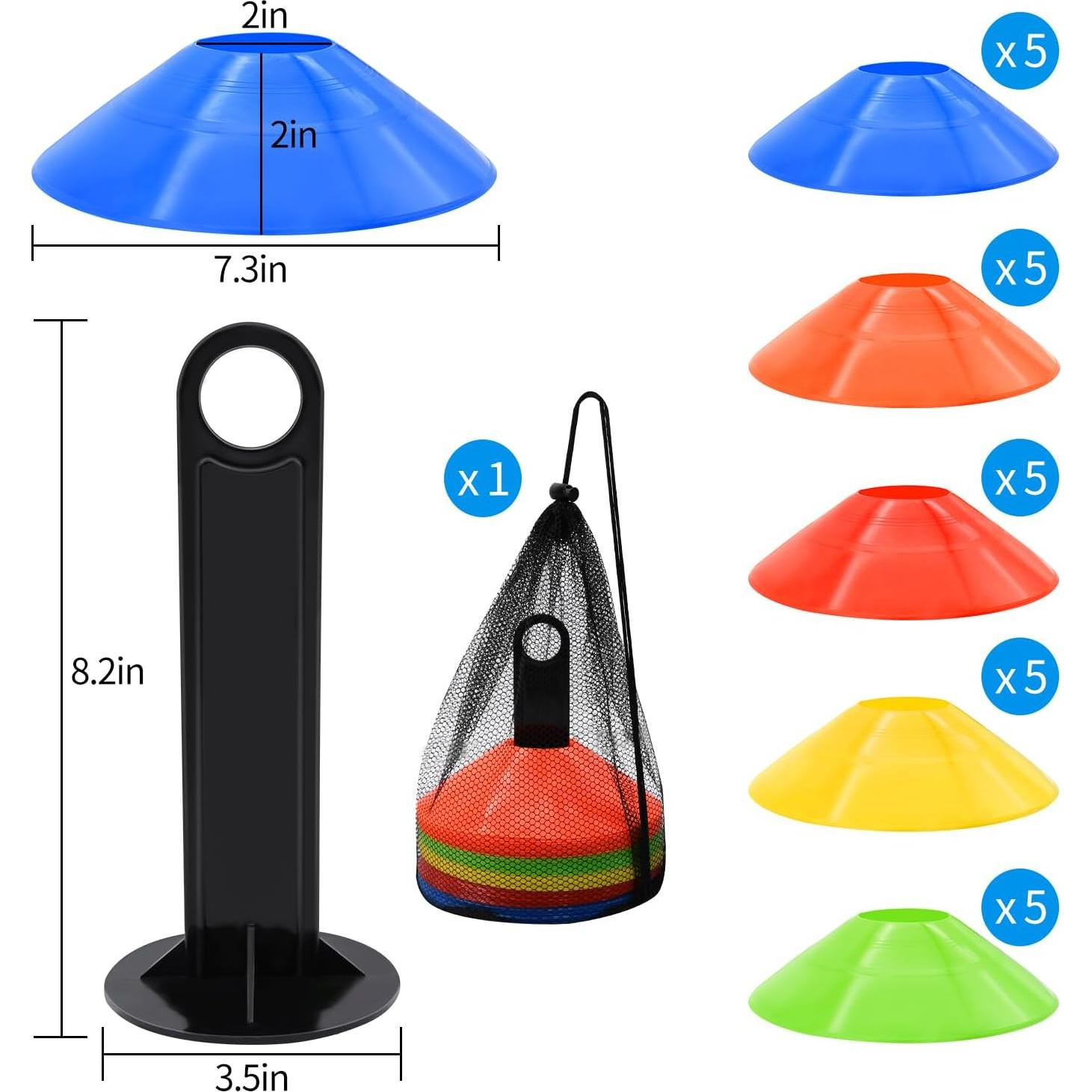Conos de Agilidad FGBNM 25 Piezas con Soporte y Bolsa