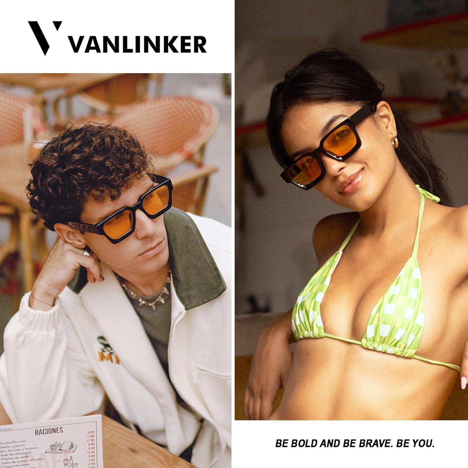 Gafas de sol retro unisex VANLINKER UV400 marco grueso VL9731