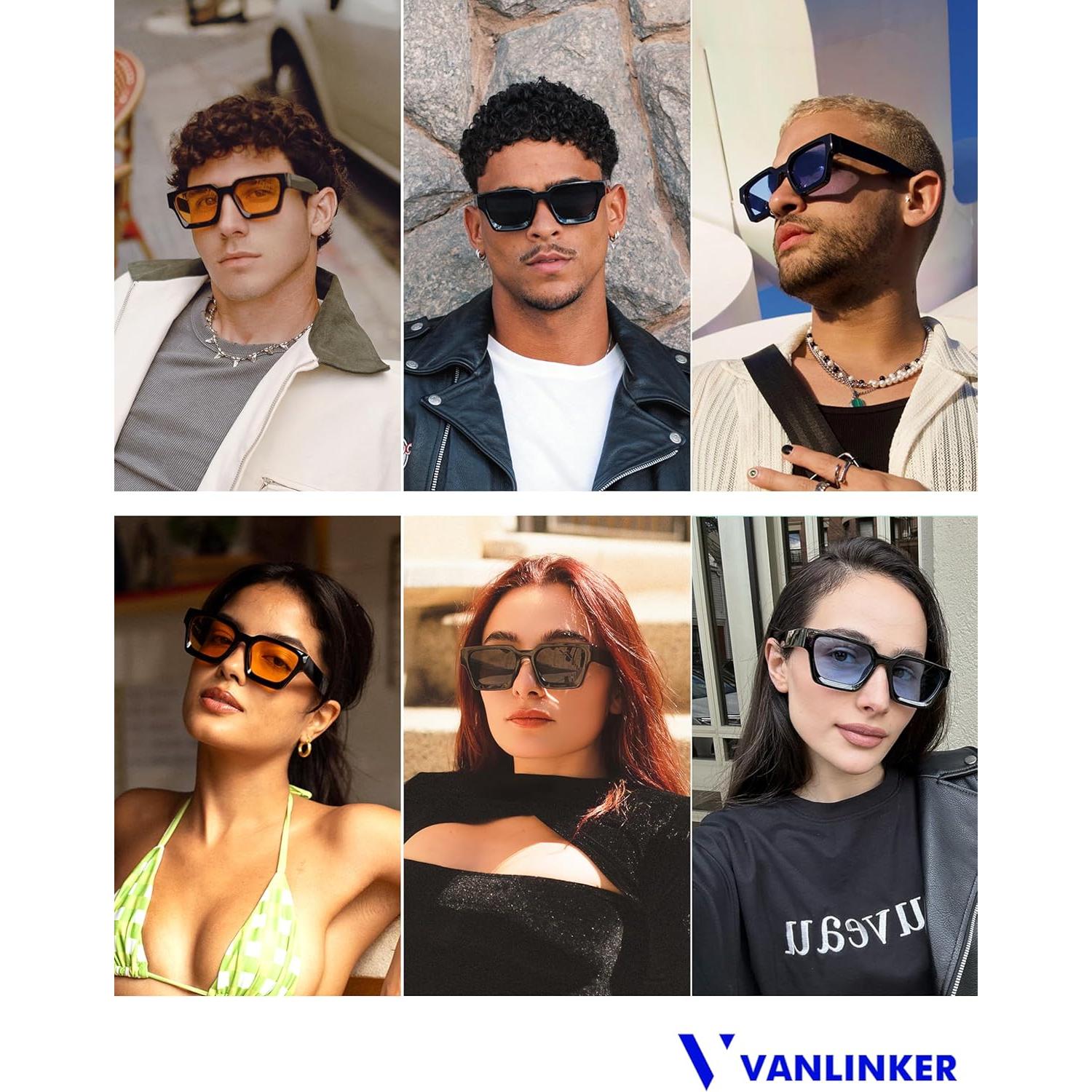 Gafas de sol retro unisex VANLINKER UV400 marco grueso VL9731