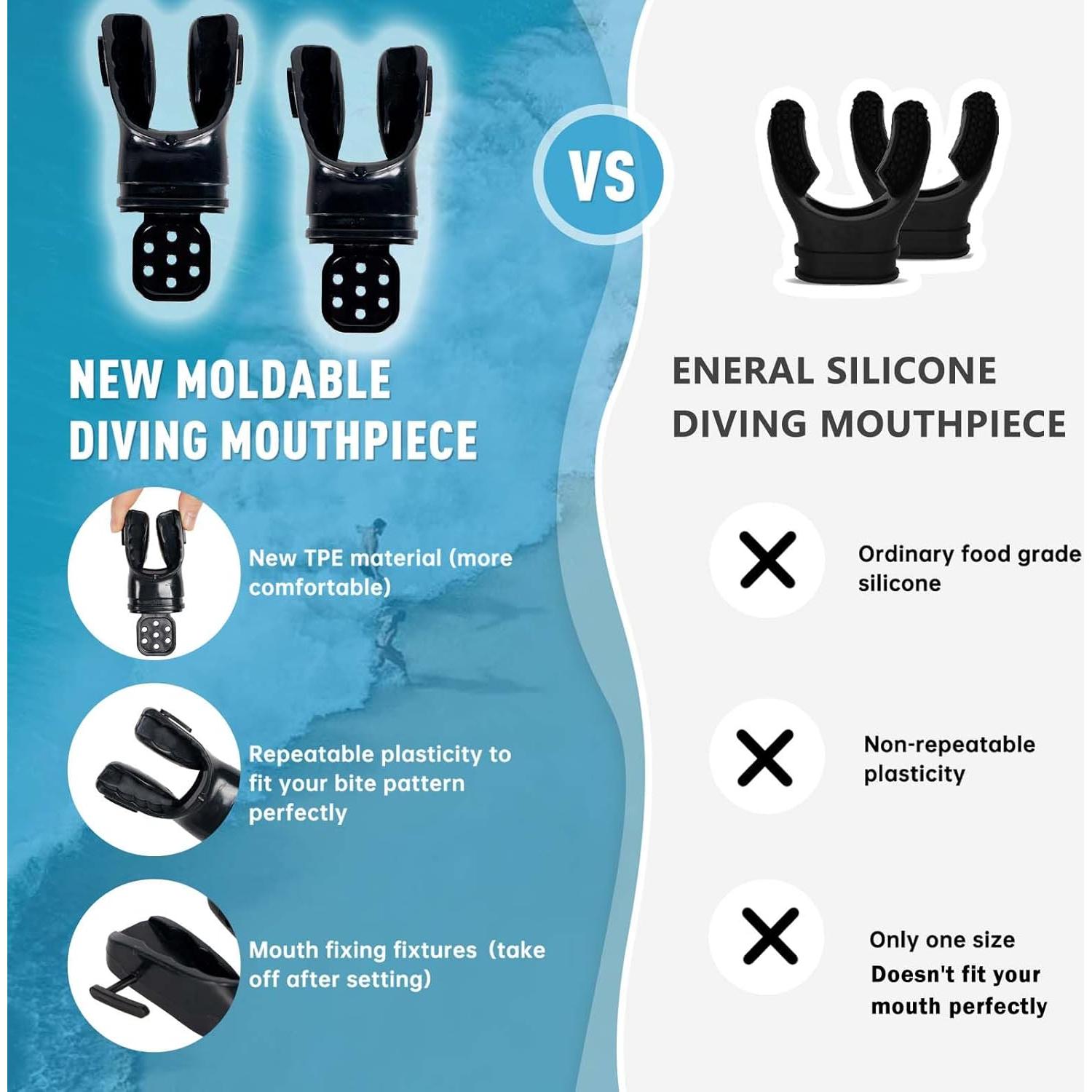 Bocina de Buceo Moldeable JUSTOOP TPE Negro Transparente