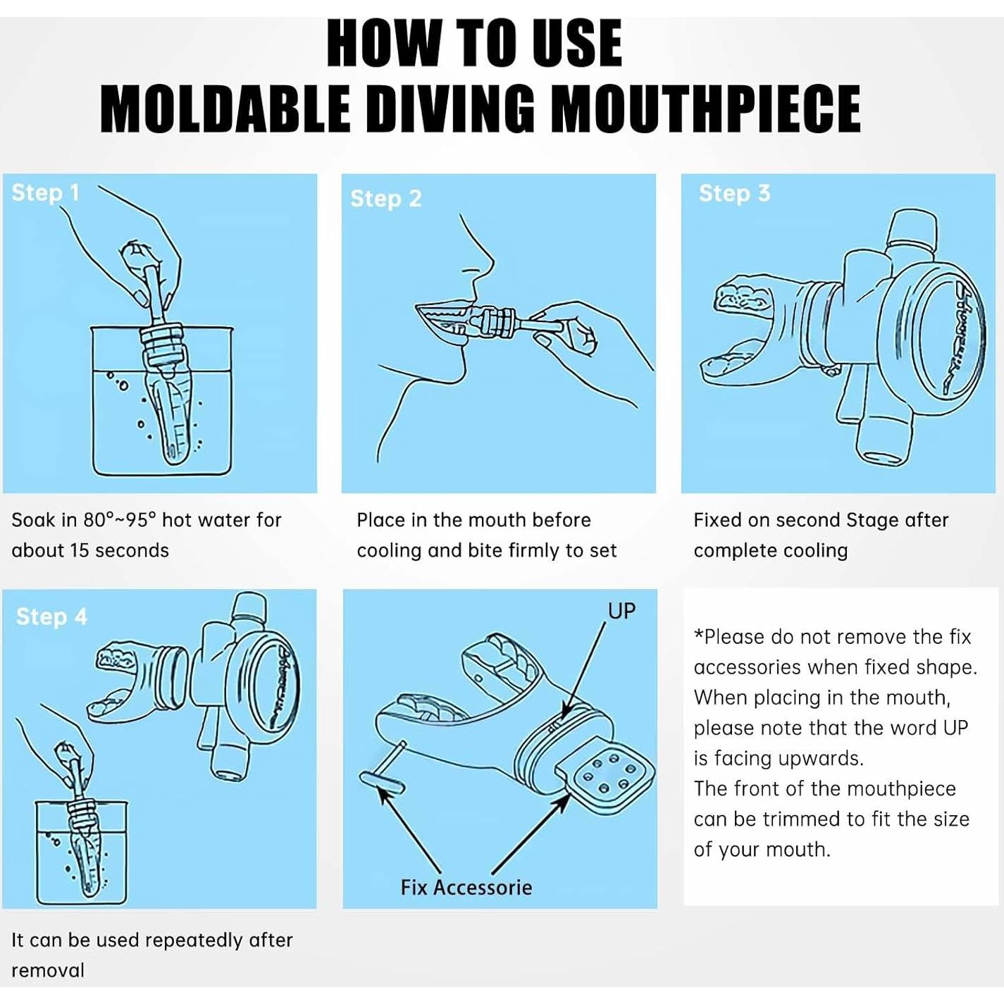 Bocina de Buceo Moldeable JUSTOOP TPE Negro Transparente